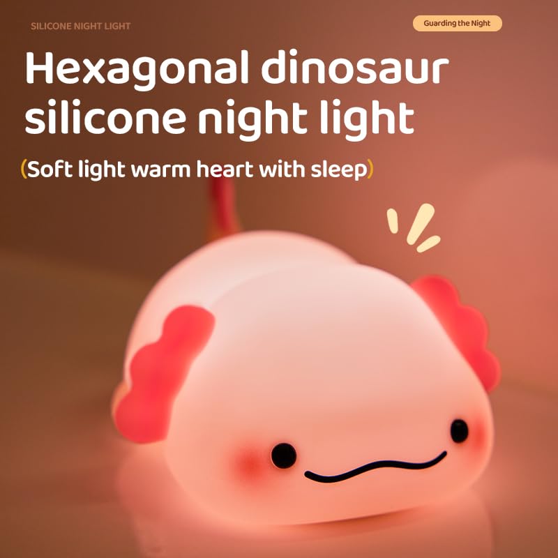 Atsui Axolotl Night Light, Led Squishy Novelty Animal Lamp, Food Grade Silicone, 3 Level Dimmable, Breastfeeding Nursery Nightli