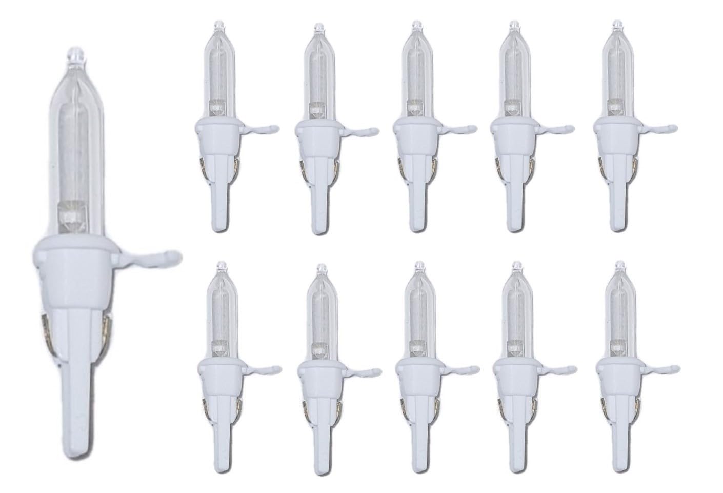 JL Missouri Parts & Misc. 10 Clear White L1 Base, LED Mini Christmas Tree Lights, Replacement Bulbs 3.4 V Volt .068 W Watt