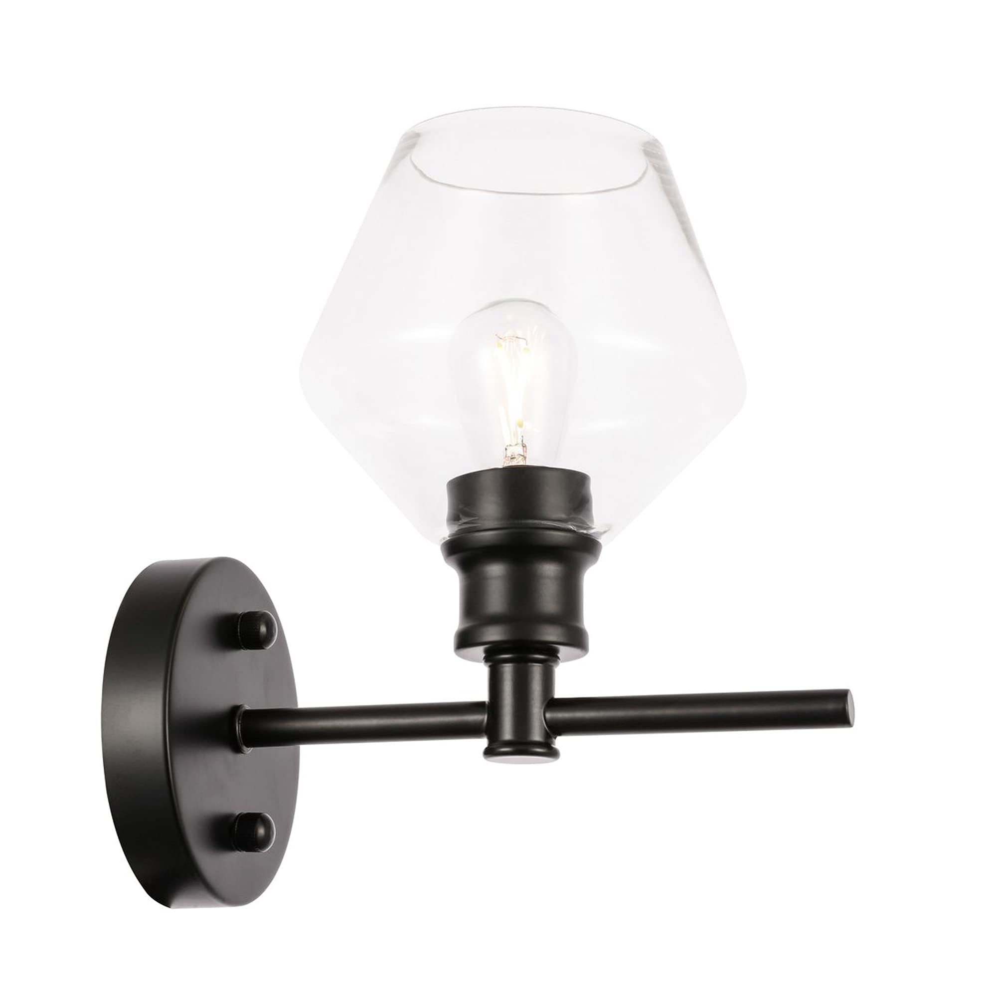 Living District Gene 1 Light Black And Clear Glass Wall Sconce