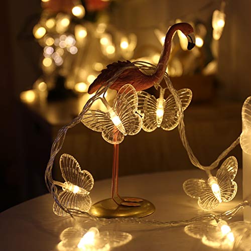 Decorman Butterfly Curtain Lights, 13ft 96 LED USB Window Fairy Lights 16 Butterflies 8 Modes Firefly Twinkle Timer String Light