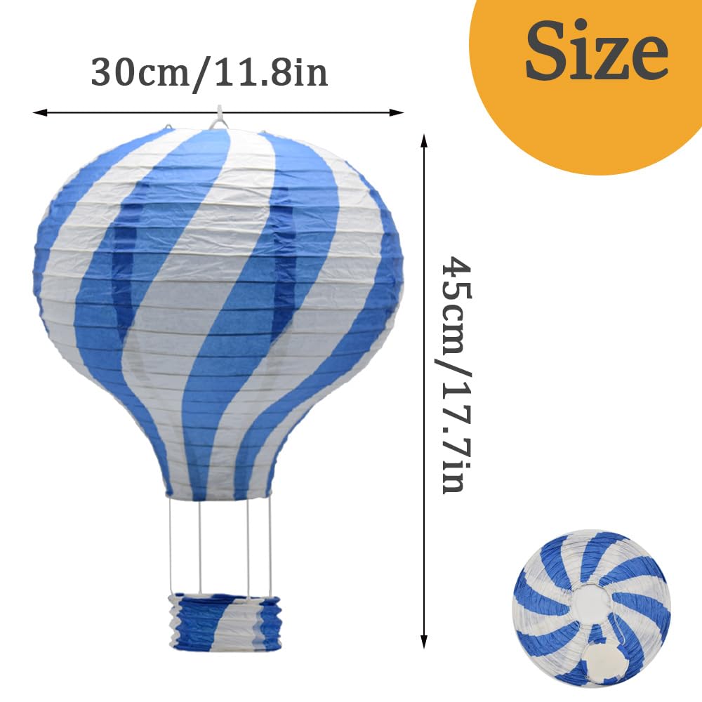Ceeysee 3 Pcs Paper Lanterns Hanging Hot Air Balloon 12 Inch Blue Paper Lanterns Decoration For Halloween Wedding Birthday Party (Blue/Drln)