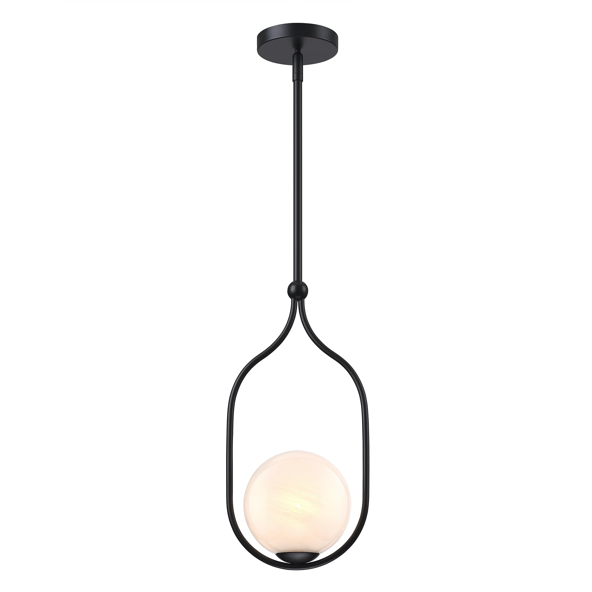 Triacas Globe Pendant Light, Modern Bubble Chandelier and Hand Blown Glass Chandelier with Black Finish Adjustable Rods for Kitc