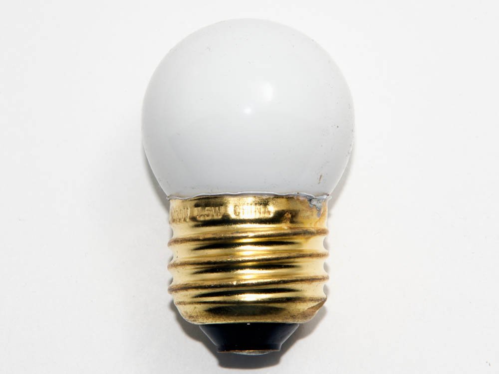 Bulbrite 7.5W S11 White Sign Bulb, E26 Base, Warm White, Model 702007, Brass Material