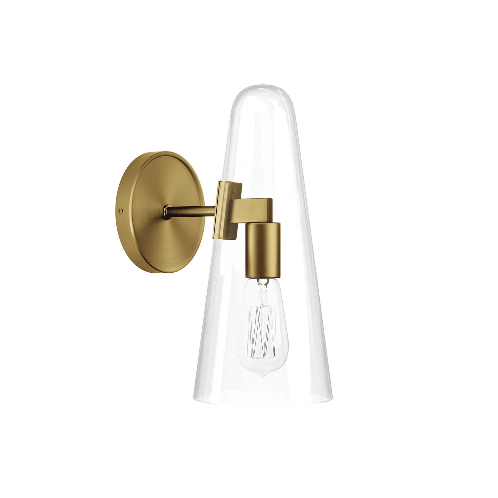 Beacon 1-Light Wall Sconce in Clear Satin Brass