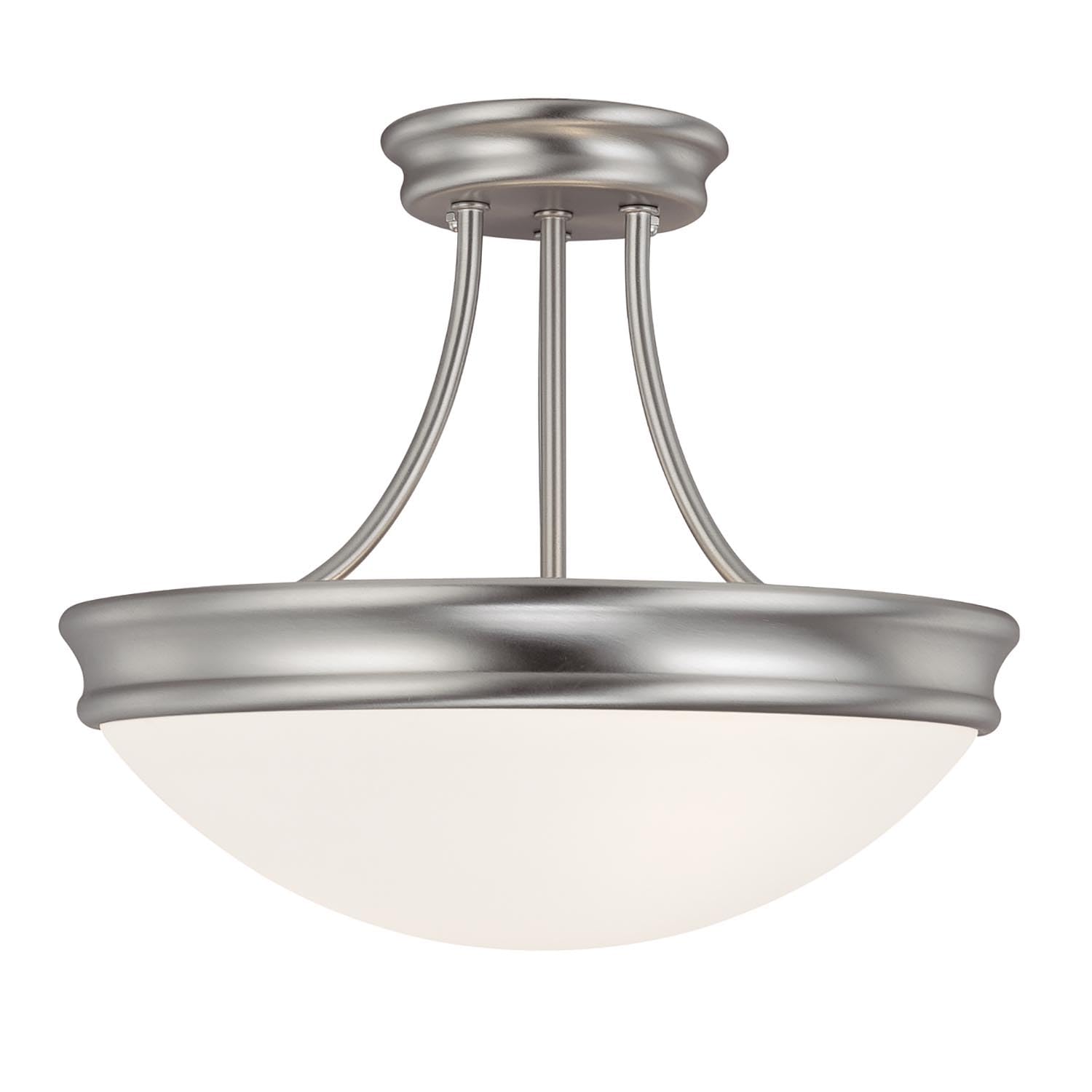 Capital Lighting 2037MN Hansen White Glass Semi Flush Ceiling Light Fixture, 3-Light 180 Total Watts, 12 H x 14 W, Matte Nickel