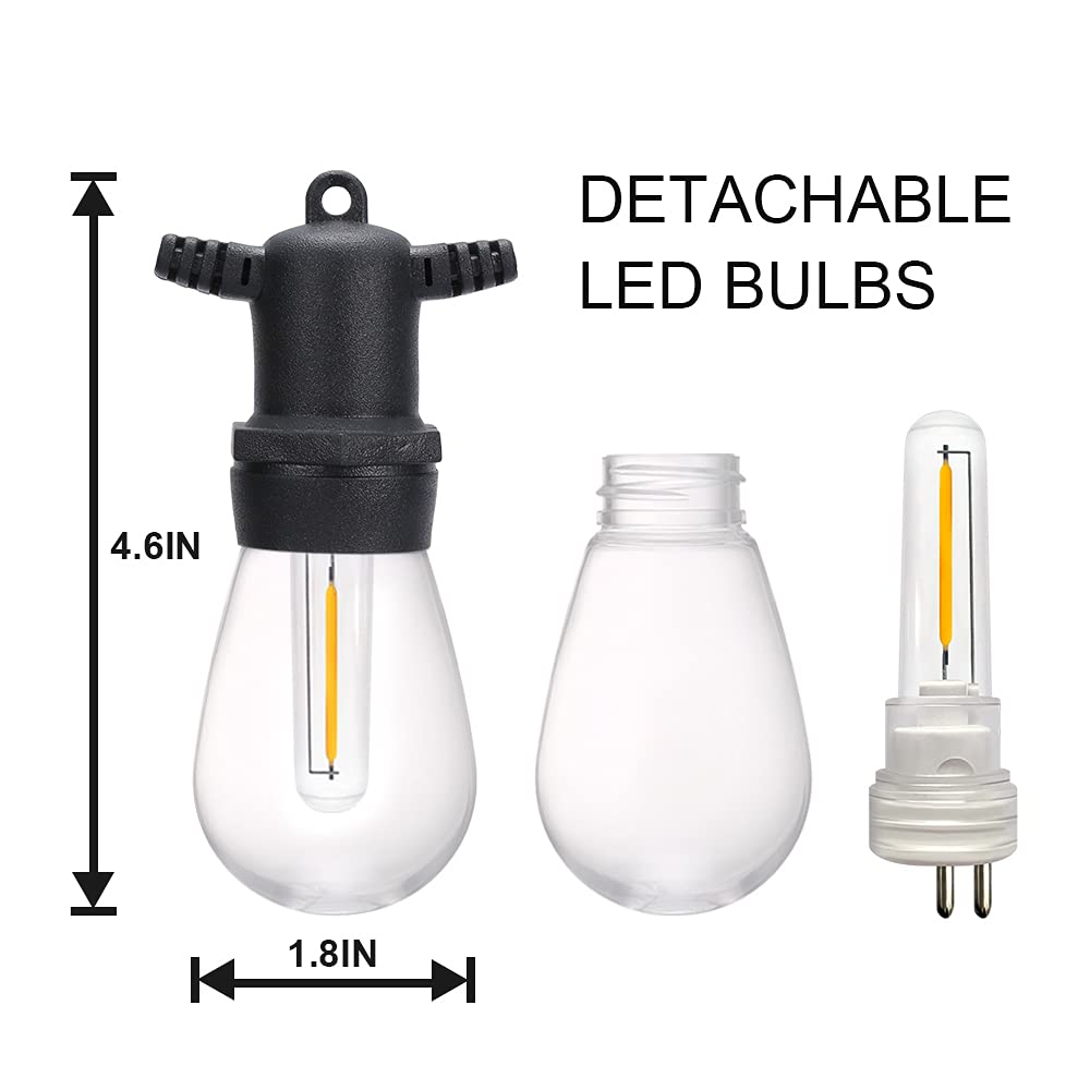 DGE S14 Replacement LED Bulb - 2 Pack, 1.5 Watt, Shatter-Proof, Waterproof IP65, Plastic, Ideal for String Lights