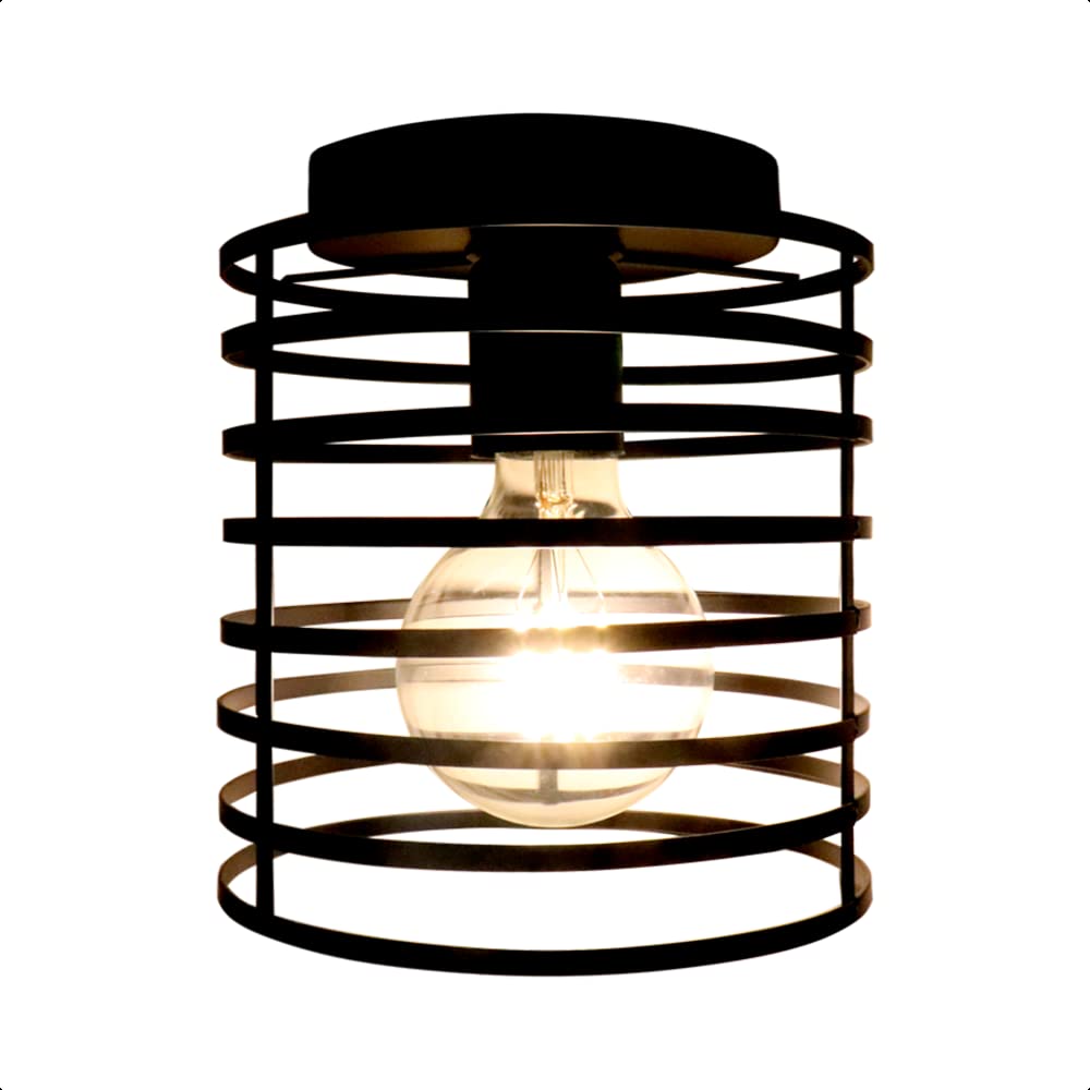 Lysed Small Ceiling Light Fixture Rustic Hallway Light Fixtures Ceiling, E26 E27 Base Black Industrial Semi Flush Mount Ceiling 