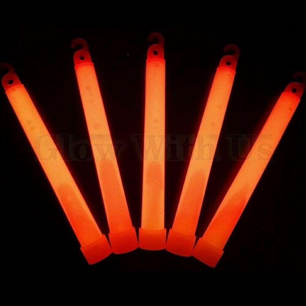 Glow Sticks Bulk Wholesale, 25 6” Industrial Grade Orange Light Sticks. Bright Color, Glow 12-14 Hrs, Safety Glow Stick With 3-Year Shelf Life, Glowwithus Brand