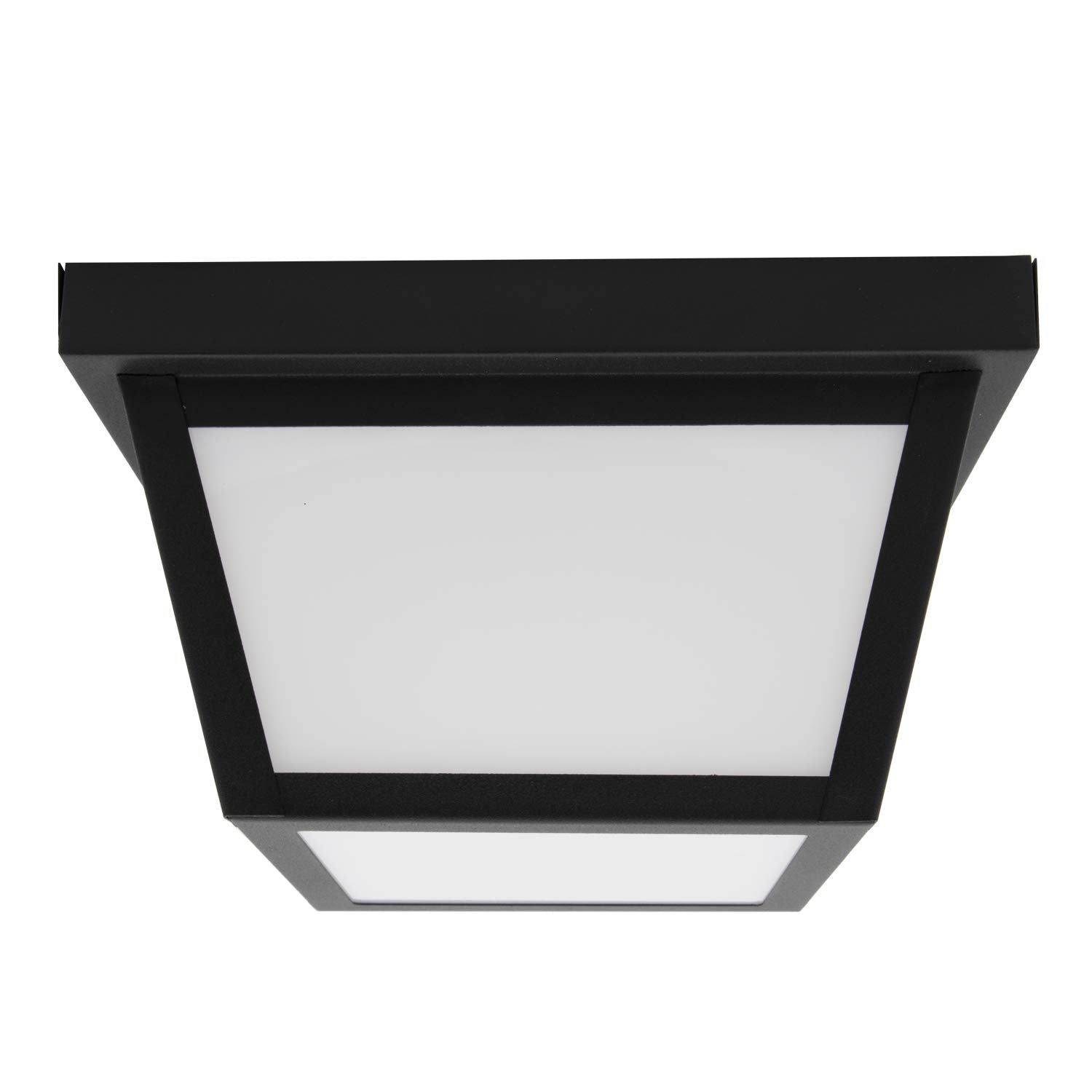 Maxxima 9'' Black Led Outdoor Porch Ceiling Light Fixture - Features Frosted Lens, 3000K Warm White, 1,000 Lumens, Wet Rated, Id
