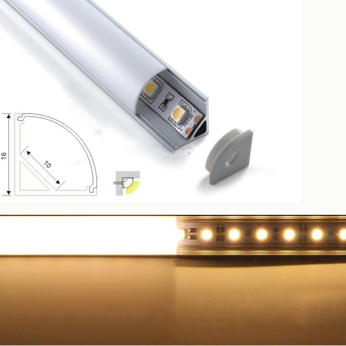 Cefrank V-Shape LED Light Bars 4X 12" - Warm White 3000K, 1200lm, Aluminum, Model H-163WW for Display Showcase & Bookshelf