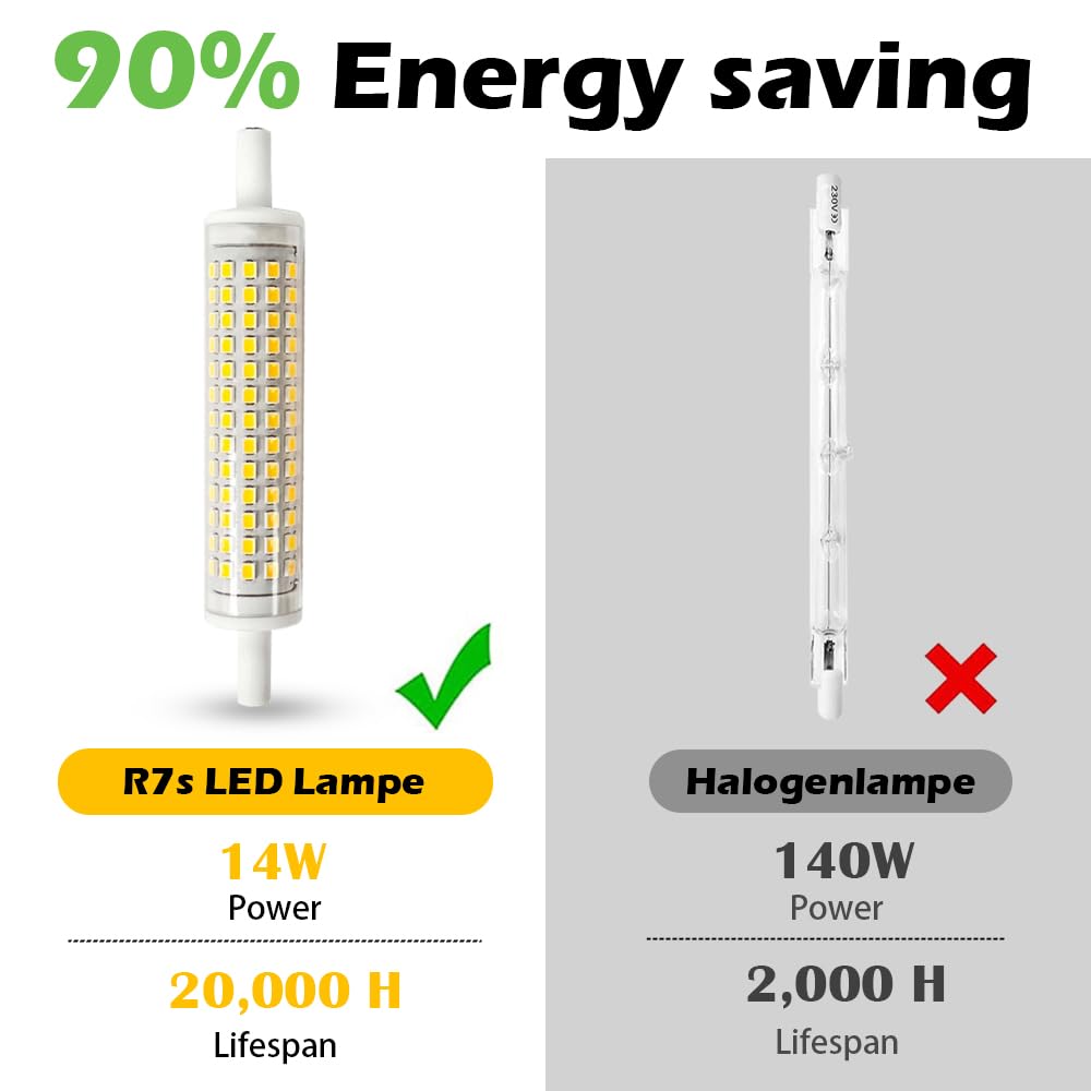 Geminilite R7S Led Bulb 118Mm 14W J118 T3 Led Bulb Floodlight 1500Lm Led Warm White 3000K R7S Led Lamp Replacement For 140W R7S
