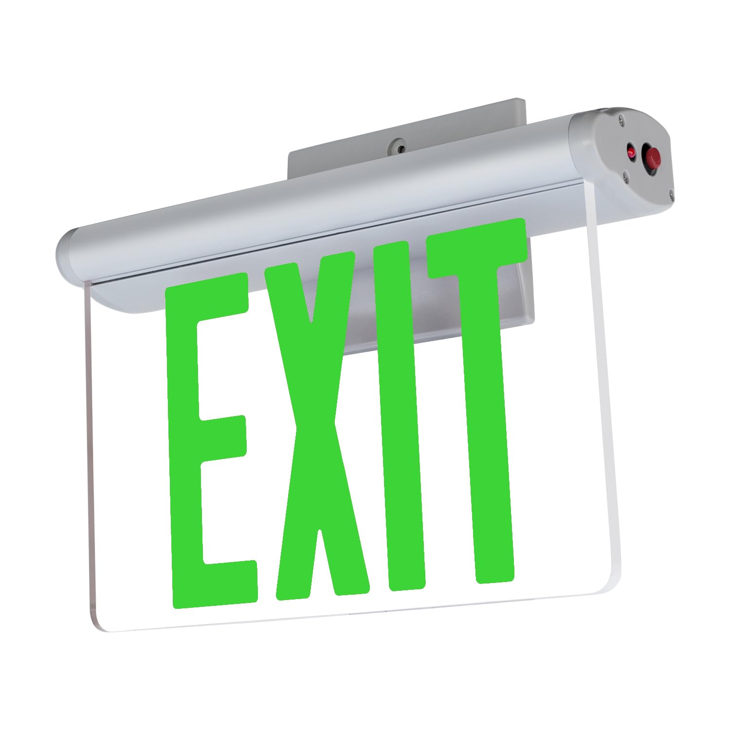 Lfi Lights Edge-Lit Green Exit Sign – Modern Brushed Aluminum Housing, Led Illumination, Hardwired With Battery Backup, Ul Listed, Single-Sided Clear Acrylic Panel For Sleek Commercial & Residential Safety Compliance