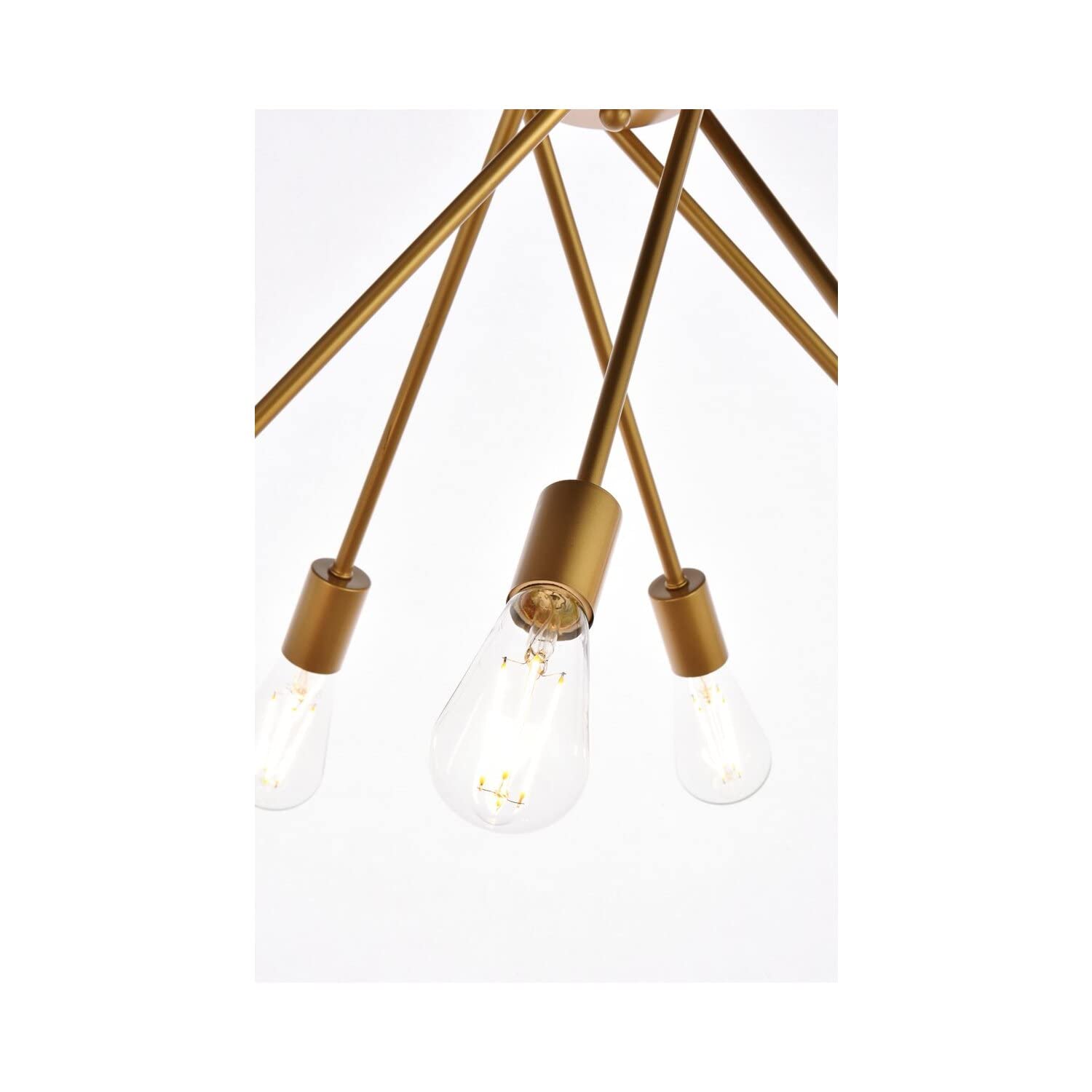 Living District Lucca 6-Light Mid-Century Metal Pendant in Brass