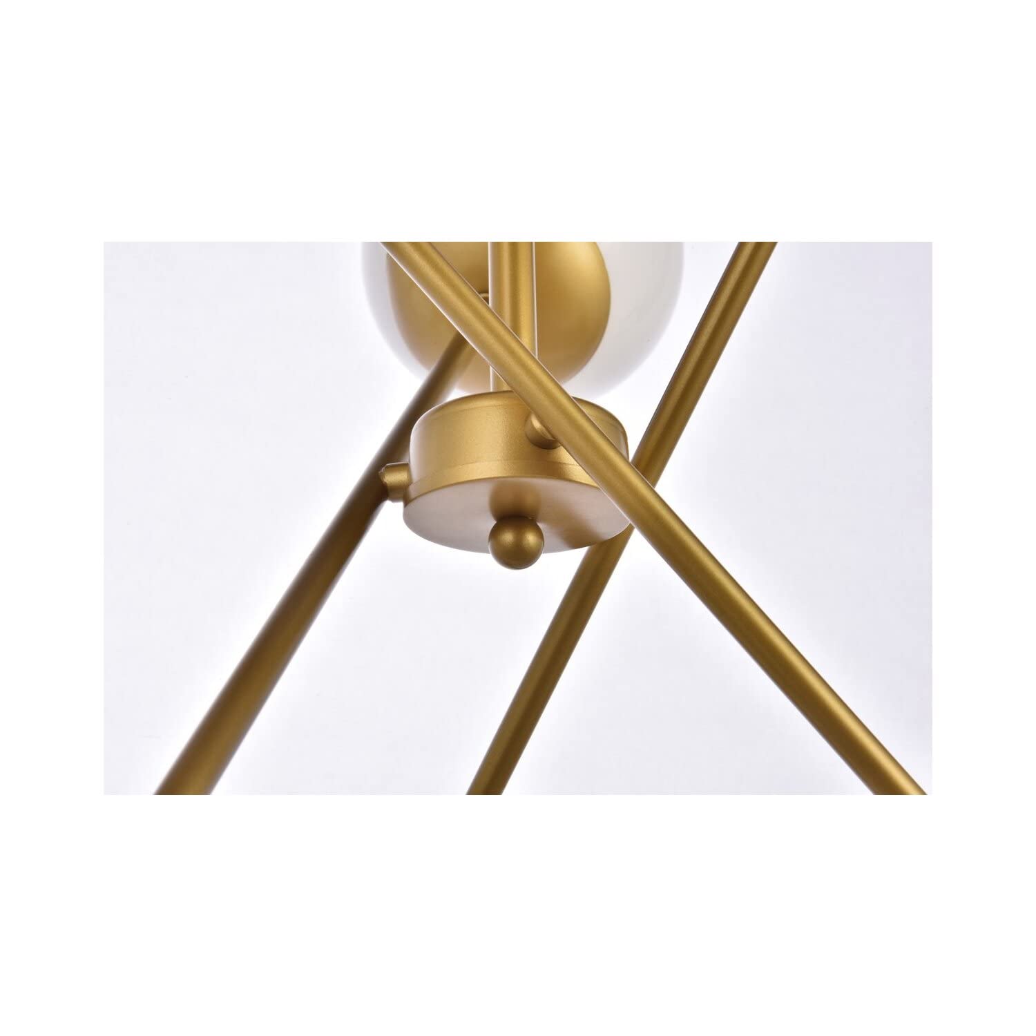 Living District Axl 6-Light Mid-Century Metal Pendant in Brass and White