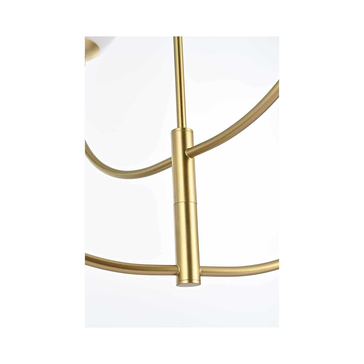 Living District 42&quot; Brass/White Metal & Glass 4-Light Chandelier - Elegant Lighting Fixture