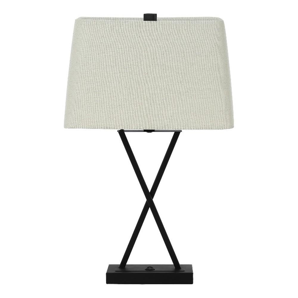 Monarch Specialties I 9638 Lightingtable Lamp, Usb Port Included, Black Metal, Beige Shade, Transitional
