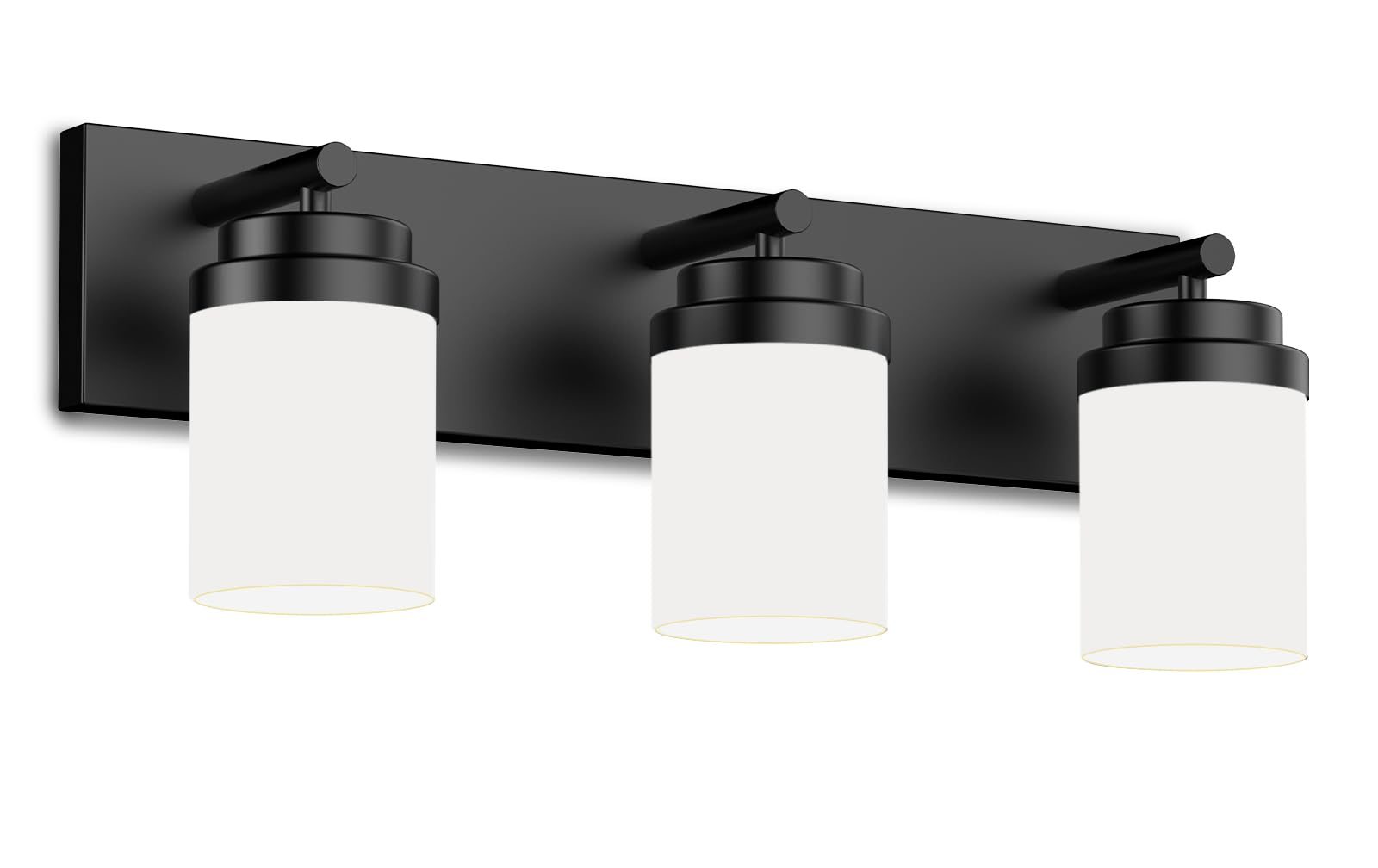 Izorro Bathroom Vanity Light Fixture  3-Light 22 Inch Matte Black Bathroom Light Fixtures Over Mirror  With White Glass Shade  Modern Farmhouse Vanity Lights  Rustic Restroom Lighting Fixtures