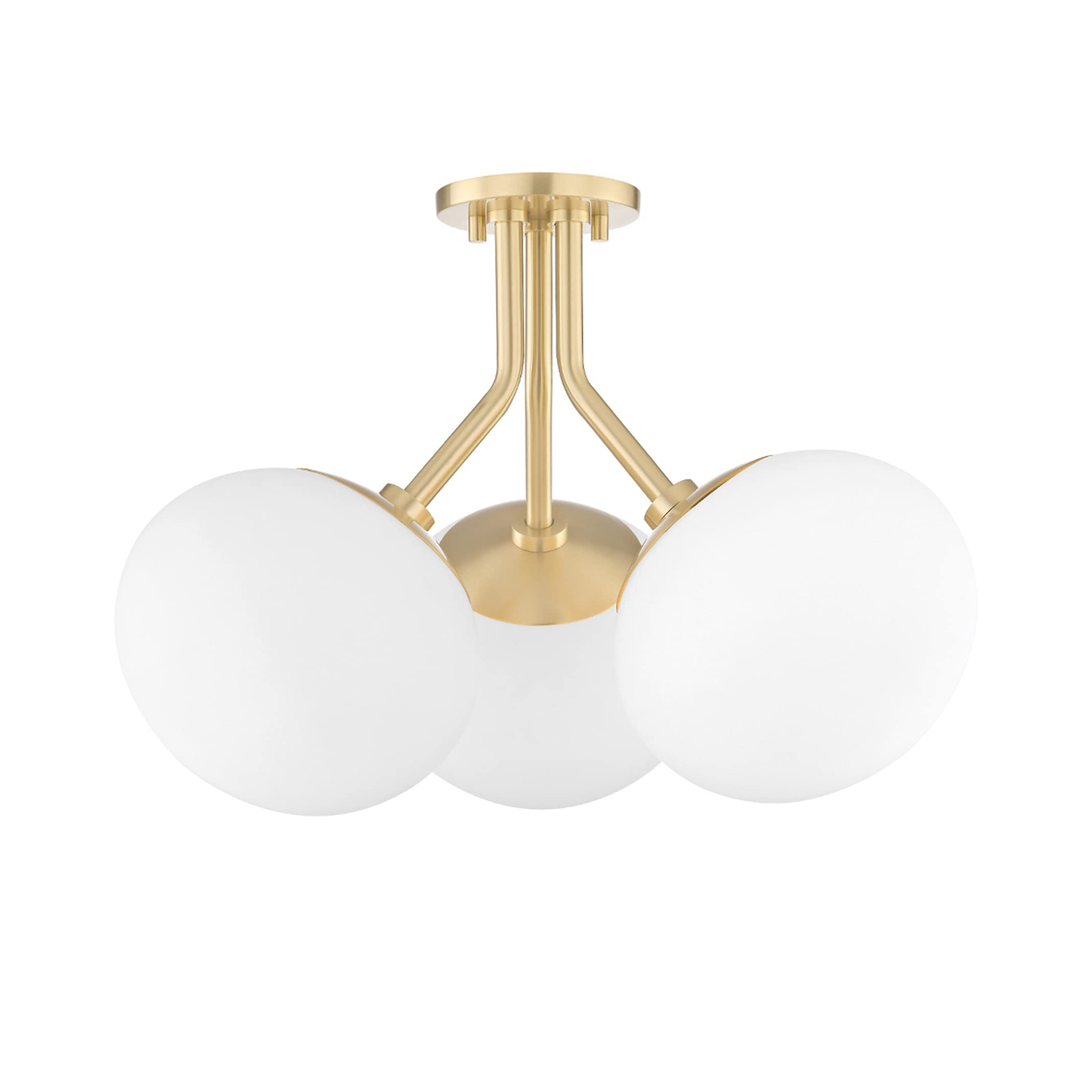 MITZI HUDSON VALLEY LIGHTING H134603-AGB Estee Ceiling Fixtures, 3-light, 60W, Aged Brass Finish, White Glass (19W x 14H)