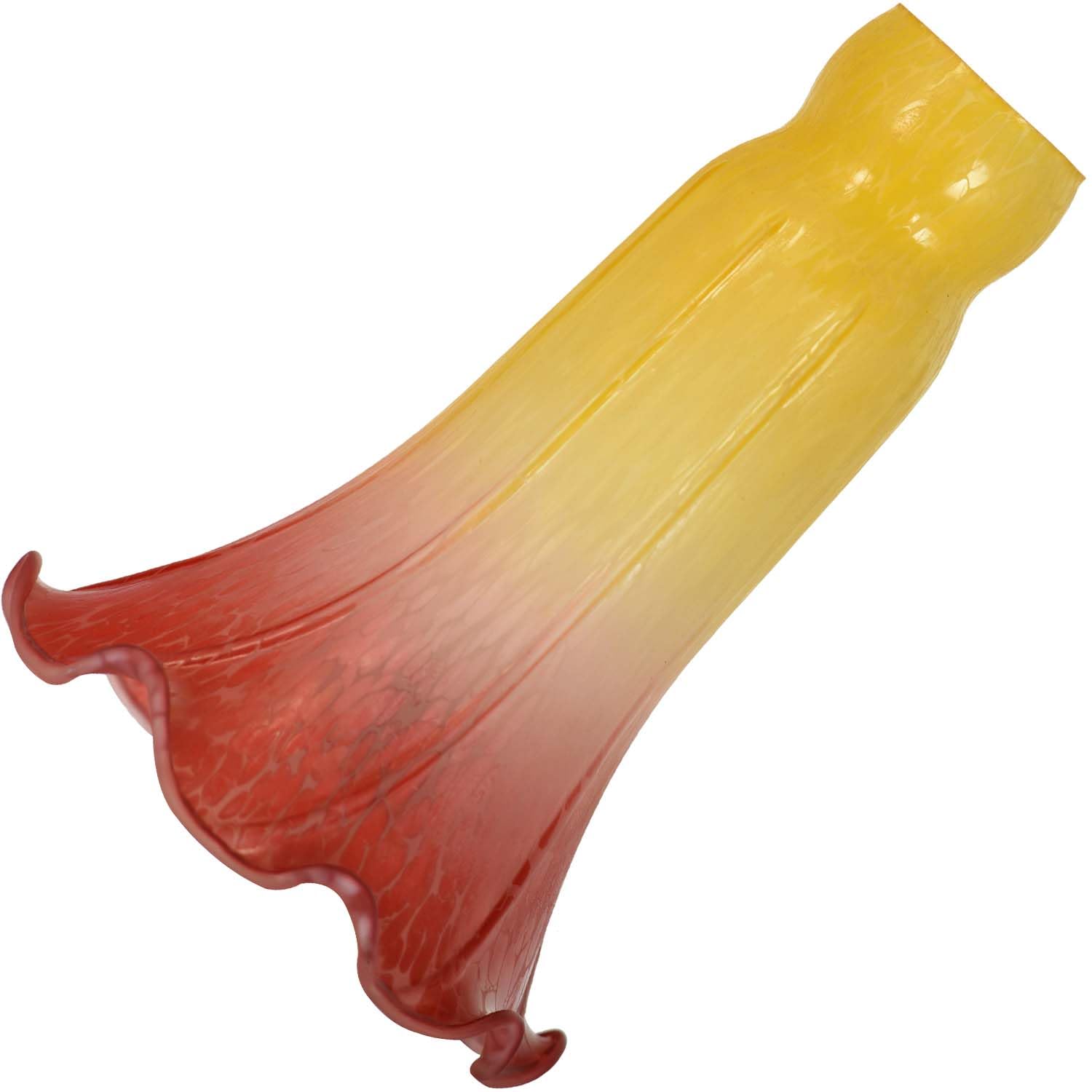 Bieye LS16 Lily Flower Blown Glass Lampshade (Yellow Light Red, Opening I.D. 1.26'' x O.D. 1.5'')