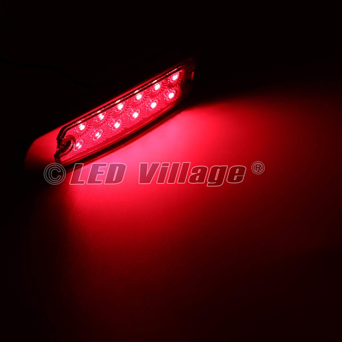 Ledvillage 20 Pcs 6.4 Inch Slim Red Led Rectangle Side Marker Fender Light W/Chrome Stop Parking Brake Signal Lamp For Heavy Dut
