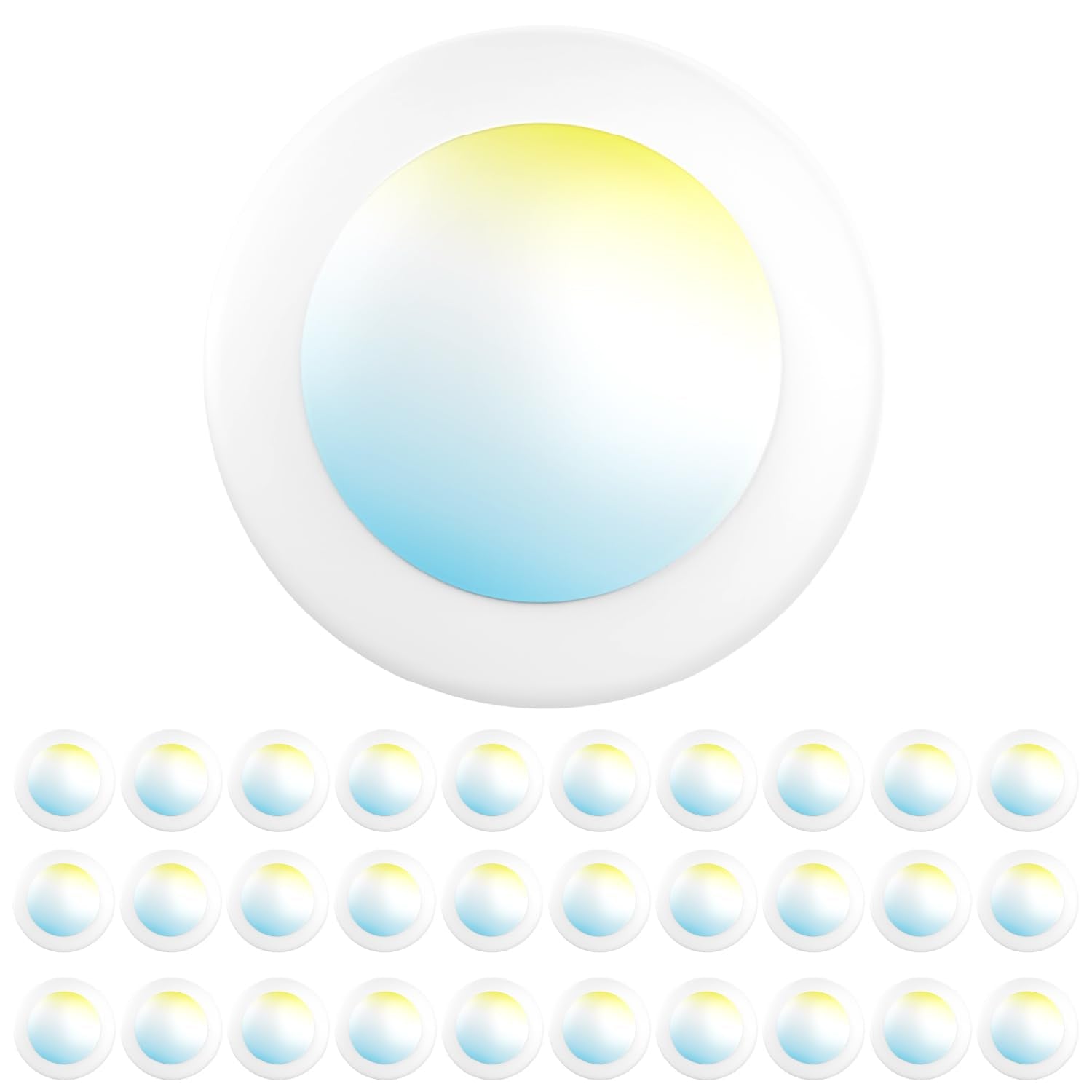 Sunco 30 Pack 4 Inch LED Disk Lights, Flush Mount Disc Recessed Ceiling Can Lighting, 650 LM, Selectable CCT 2700K/3000K/4000K/5