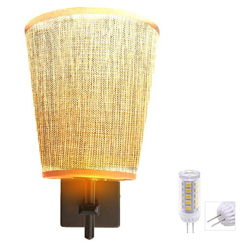 Facon 12V LED RV Wall Sconce, Round Fabric Shape, G4 Bulb Included, Model LF101T-005-ORB, Oil Rubbed Bronze Finish