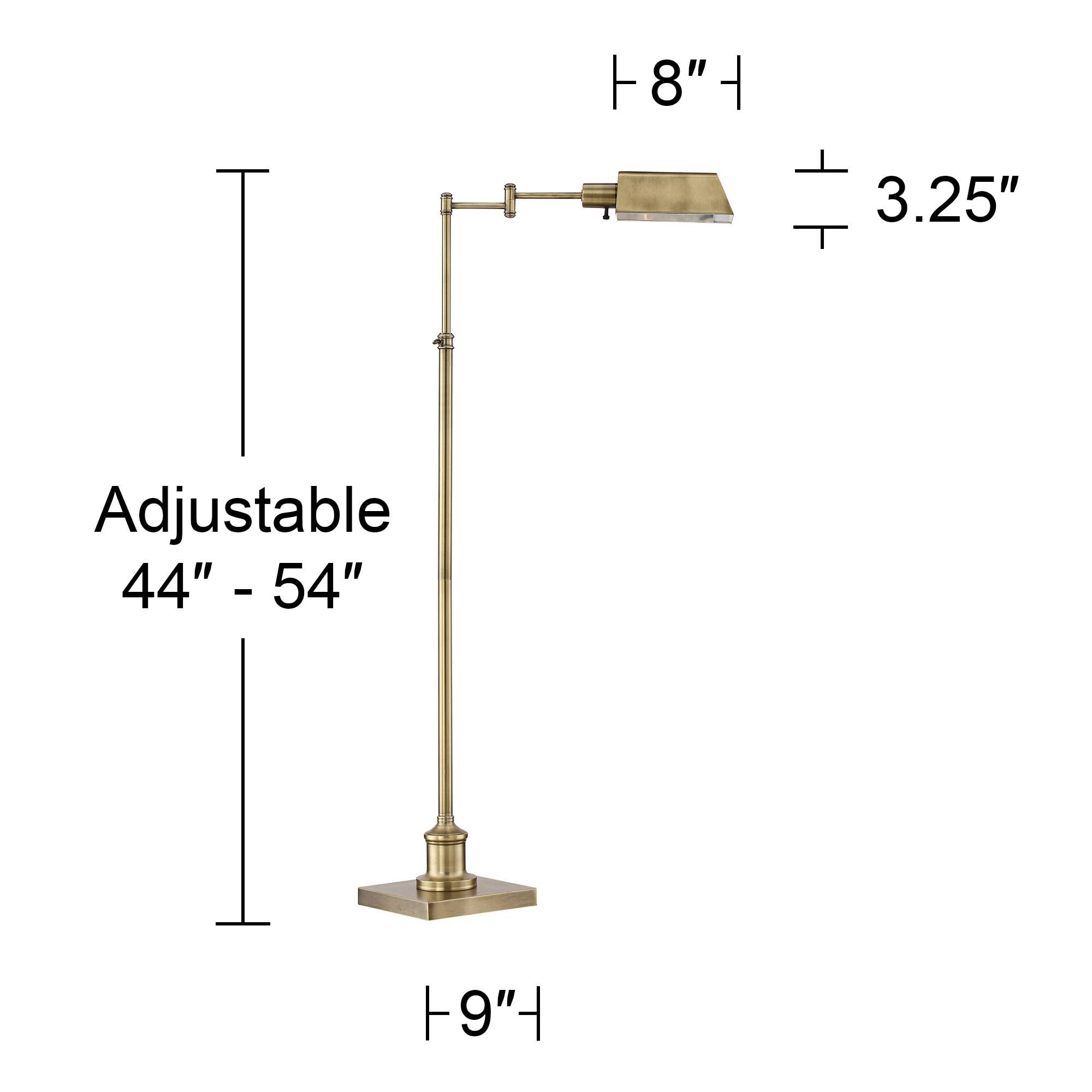 Regency Hill Floor Lamp - Adjustable Pharmacy Style, 54in Tall, Aged Brass Metal Shade, Swing Arm Design for Living Room, Bedroom, Home Office