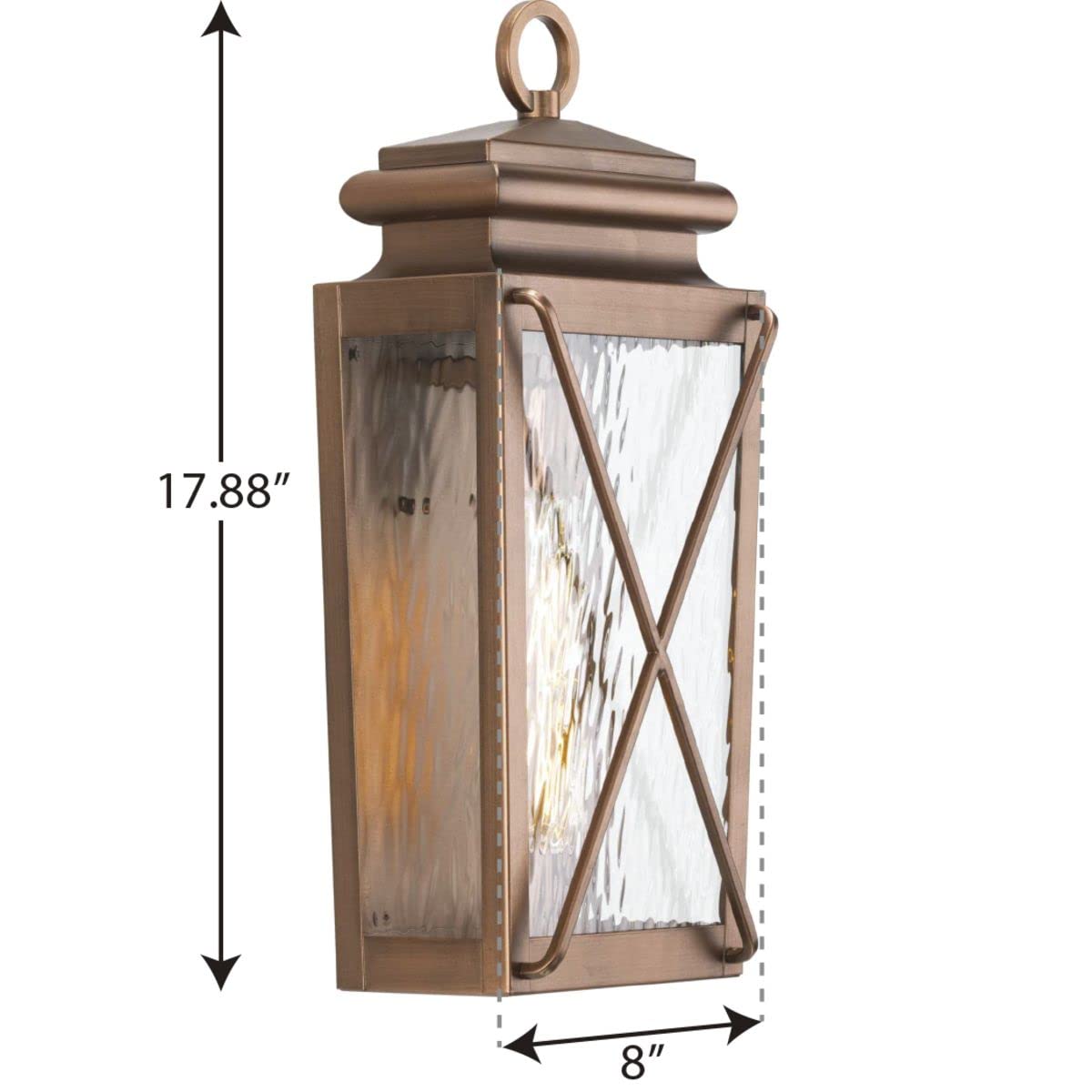 Progress Lighting P560261-169 Wall Lantern, Antique Copper, Alloy Steel, 17.88inx8.00inx5.75in