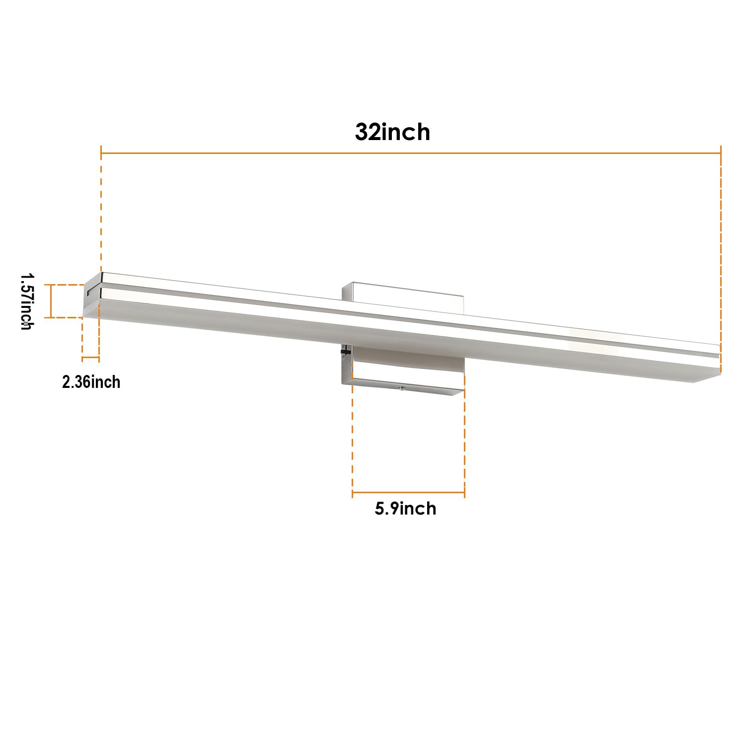 Sinerise Led Modern Bathroom Vanity Light Bar (32-Inch, 3000K/4000K/6000K), Chrome Dimmable Modern Acrylic Bathroom Wall Lightin