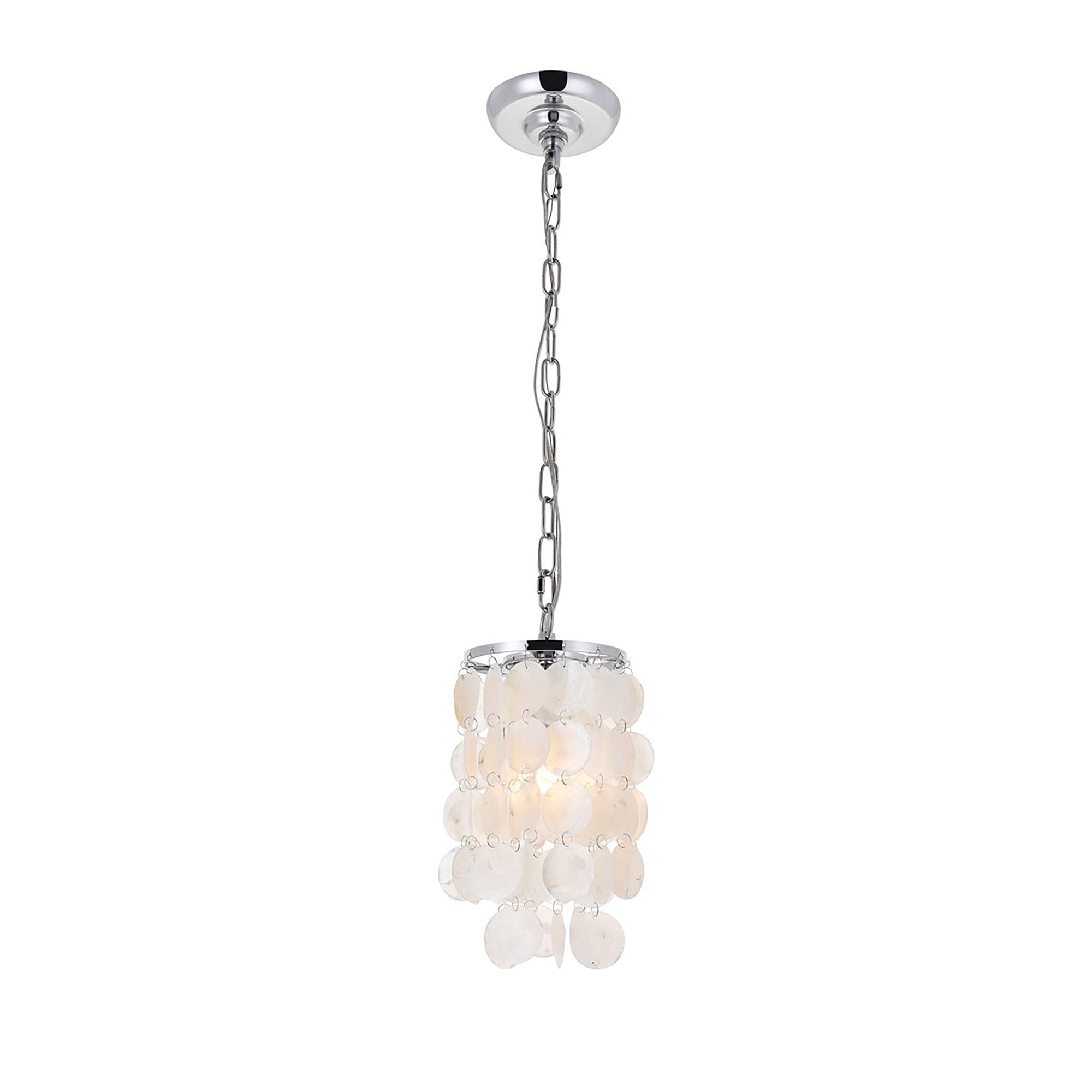 Living District Selene 1-Light Mid-Century Metal Pendant in Chrome/White