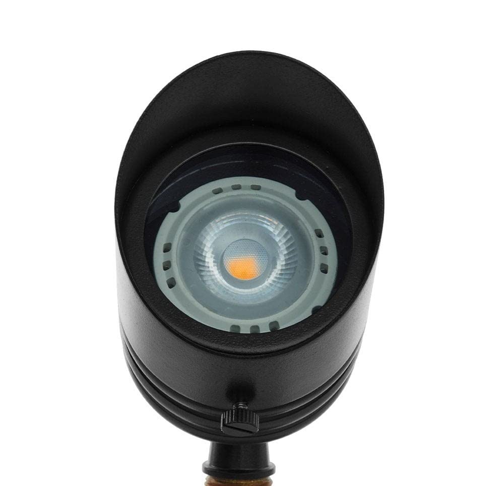 VOLT Brass Outdoor Spotlight, 12V, Black, with Ground Stake, Adjustable Angle, Weather Resistant