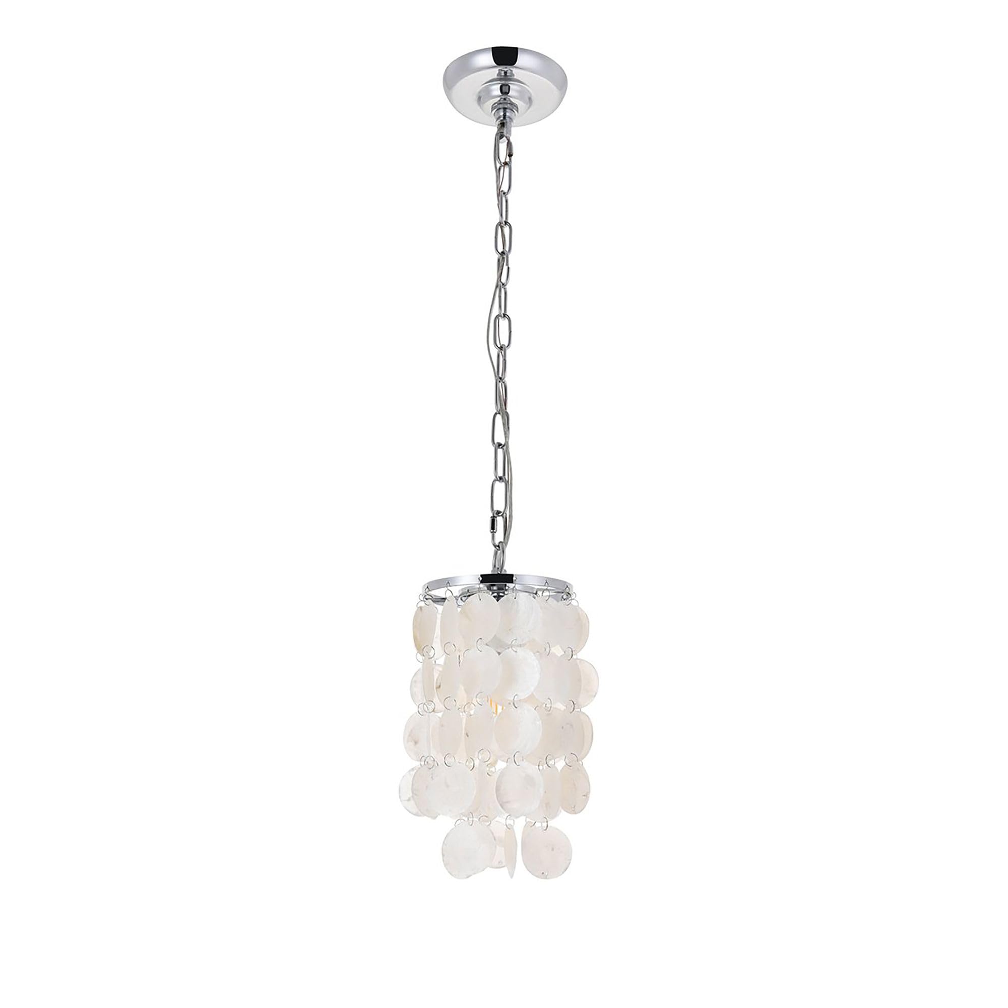 Living District Selene 1-Light Mid-Century Metal Pendant in Chrome/White