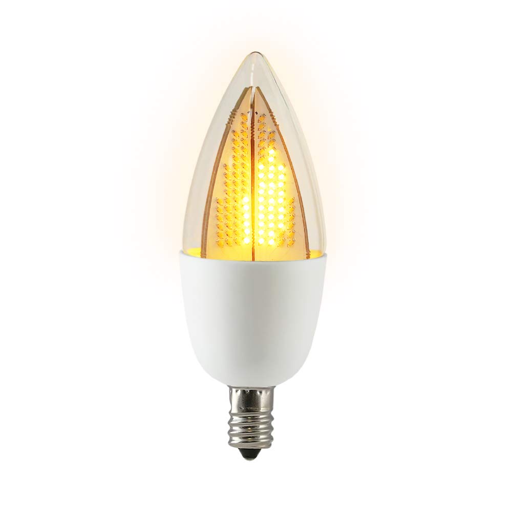 Euri Lighting Flickering Flame Bulb, ECA9.5-2120fc, LED CA9.5 Candelabra, E12, 1W (6W Equal), Warm White 1800K, Non-Dim, 80lm, 1