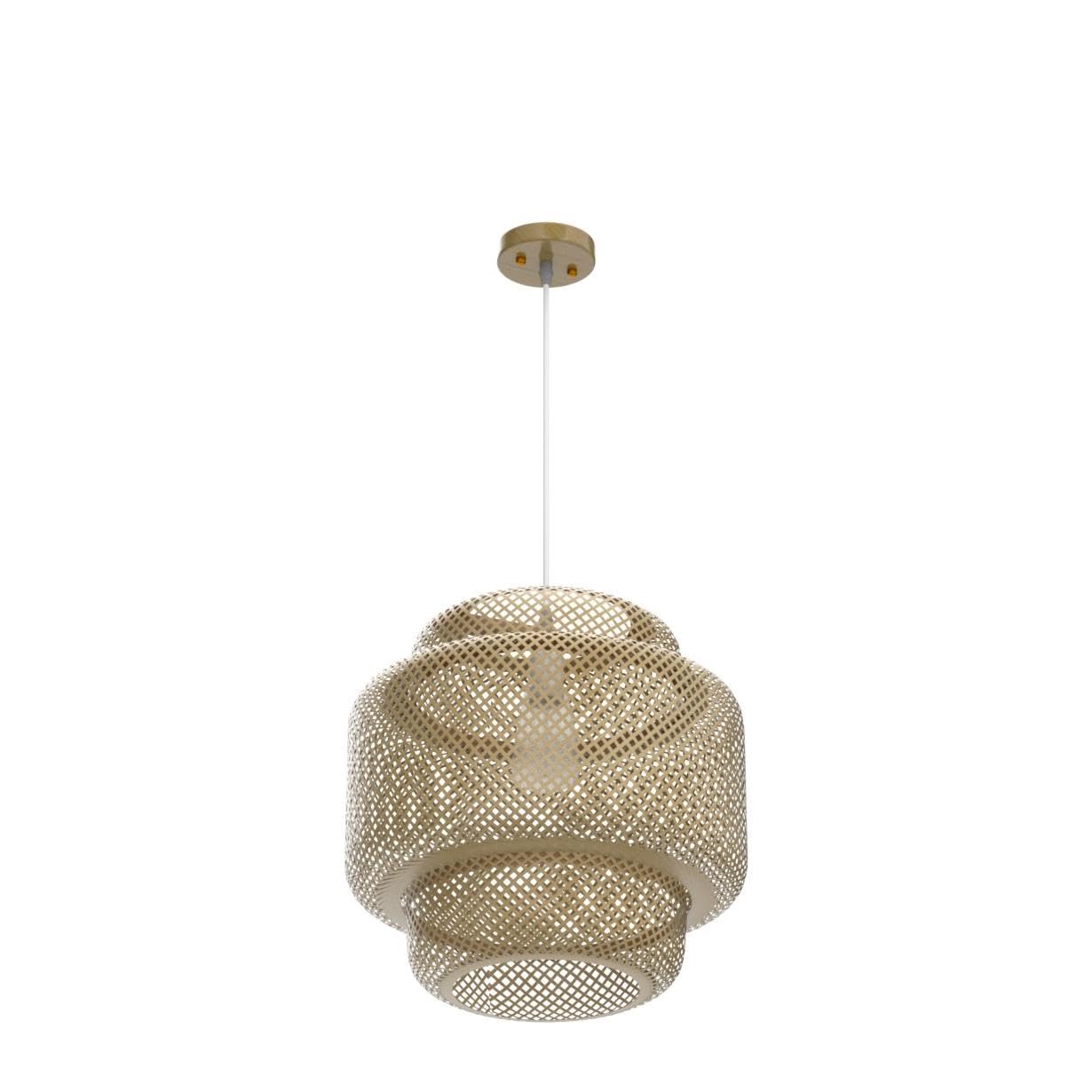 Karjearl Bamboo Pendant Light - Boho Woven Chandelier For Kitchen, Dining & Living Rooms