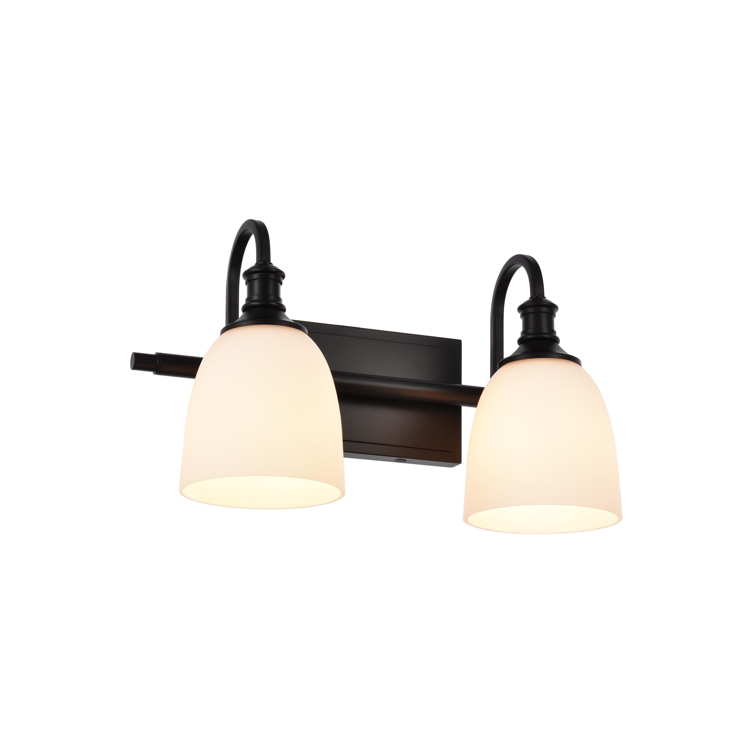 Hanaloa Bathroom Vanity Light Fixtures, Vintage Matte Black 2 Lights Wall Sconce Lighting With Opal Glass Shade, Porch Wall Mount Light Fixture For Bathroom, Mirror Cabinets Hallway Stairs