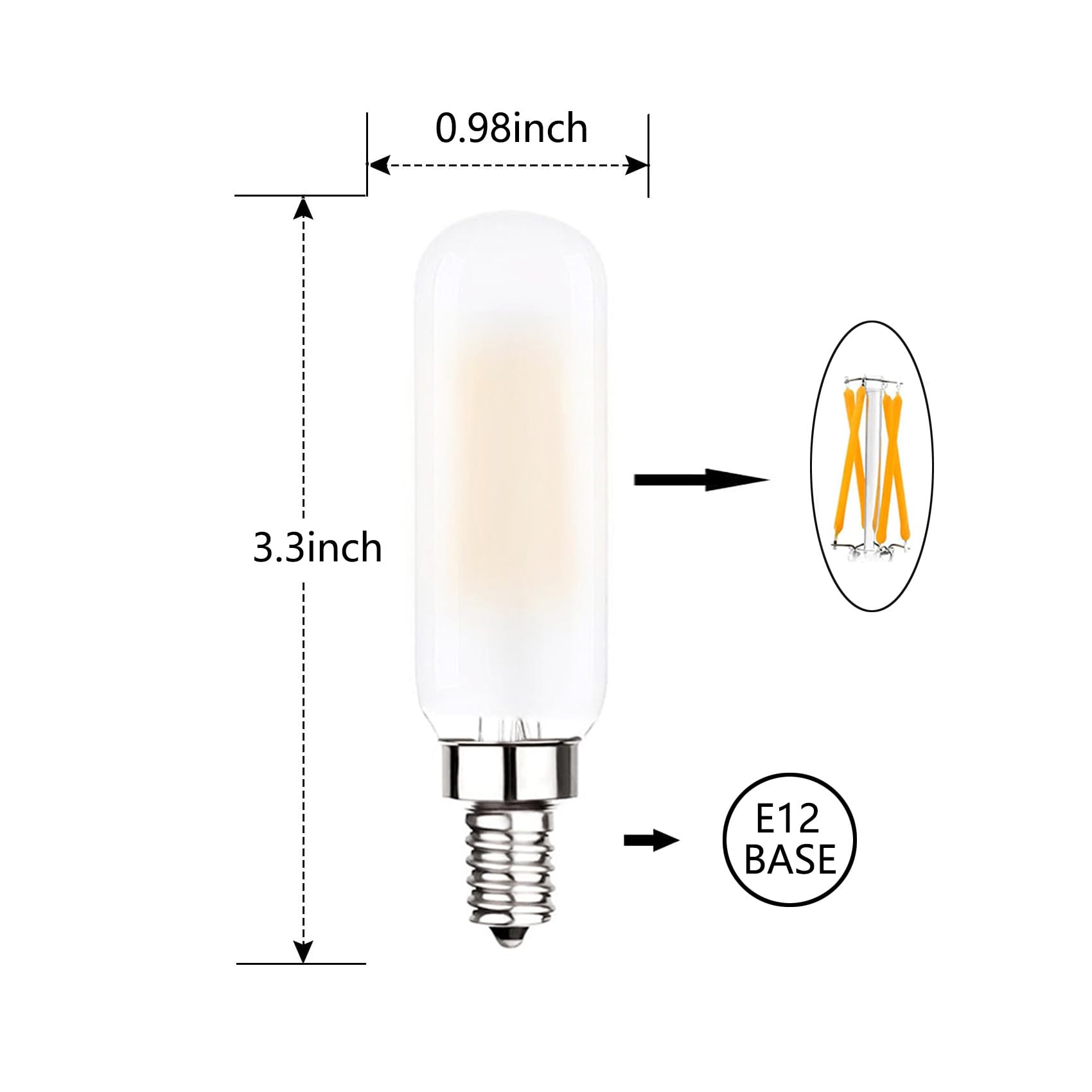 Sunaiony E12 Led Bulb Dimmable 40 Watt Equivalent E12 Candelabra Bulbs 2700K Warm White T6 T25 Led Edison Bulb, 6 Pack