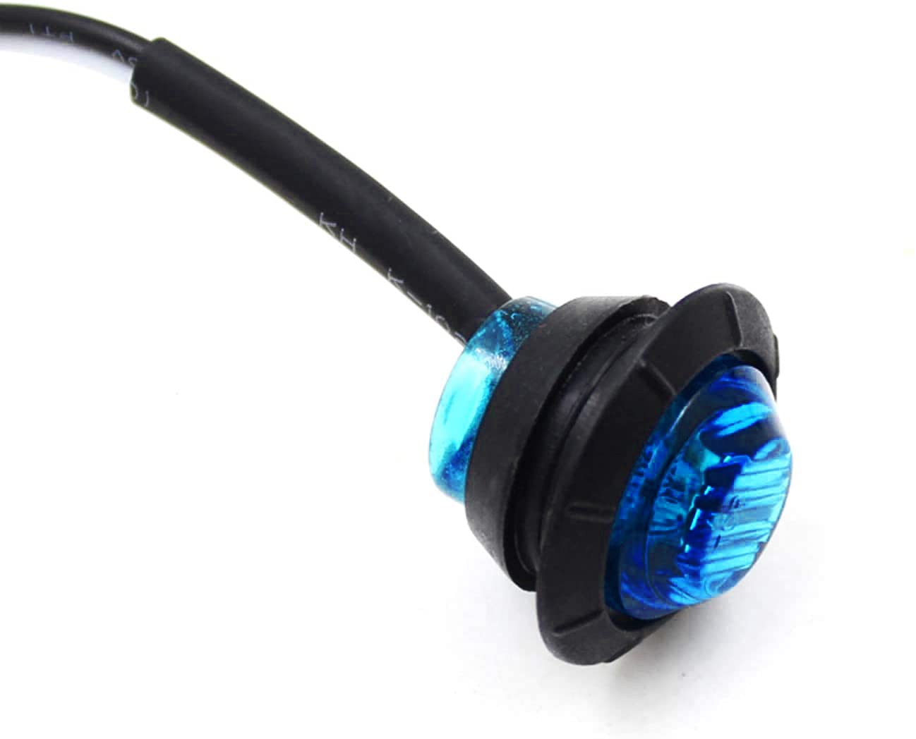 KEING 10 Pack Blue Waterproof Mini Round 3/4 LED Marker Lights for Trailer, Truck, Bus, RV - 12V, 5 Years Warranty