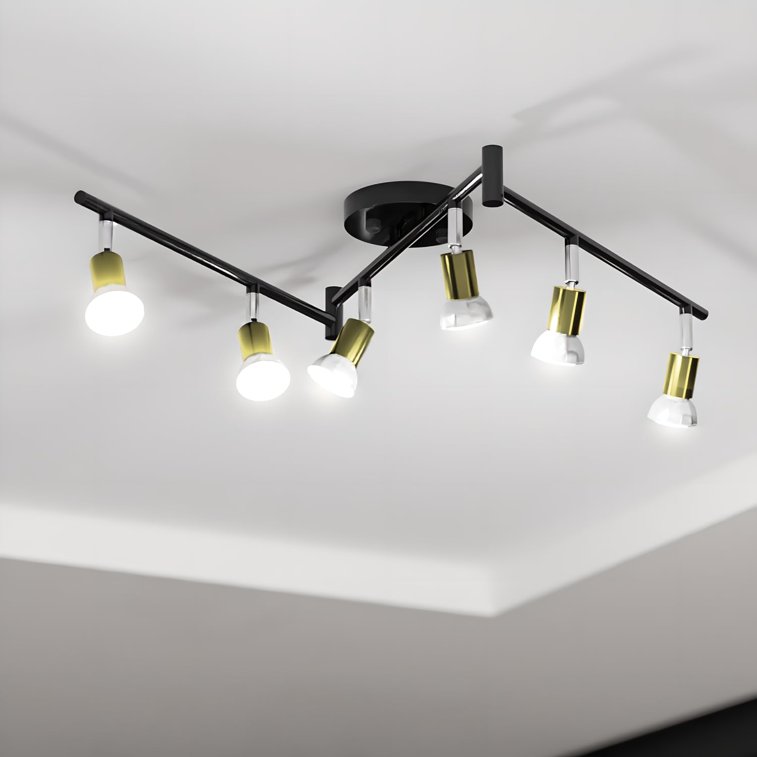 Sunco 4FT 6-Light Indoor Track Light Fixture, Metal Modern Decorative Ceiling Mount, Elegant Classic Vintage Style, 120V, 50,000