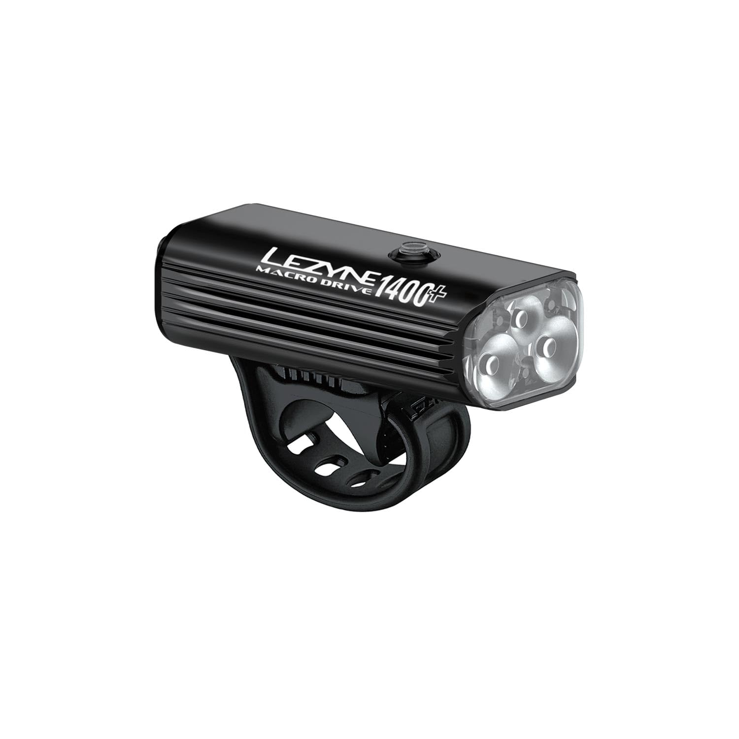 Lezyne Macro Drive 1400+ Bicycle Usb Rechargeable Ipx7 Waterproof 3 White Led Tri-Focus Optics Front Light W/ 4 Solid & 3 Flash Modes | Satin Black, 1400 Lumens/Usb-C