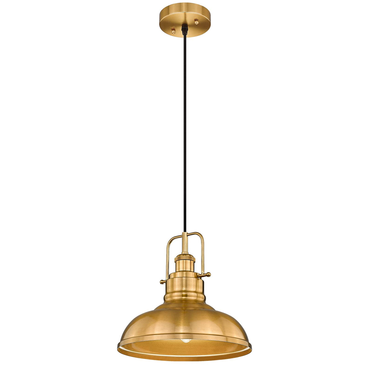 Zeyu Farmhouse Pendant Lighting For Kitchen Island, 1-Light Industrial Hanging Pendant Light With Metal Dome Shade, Gold Finish,