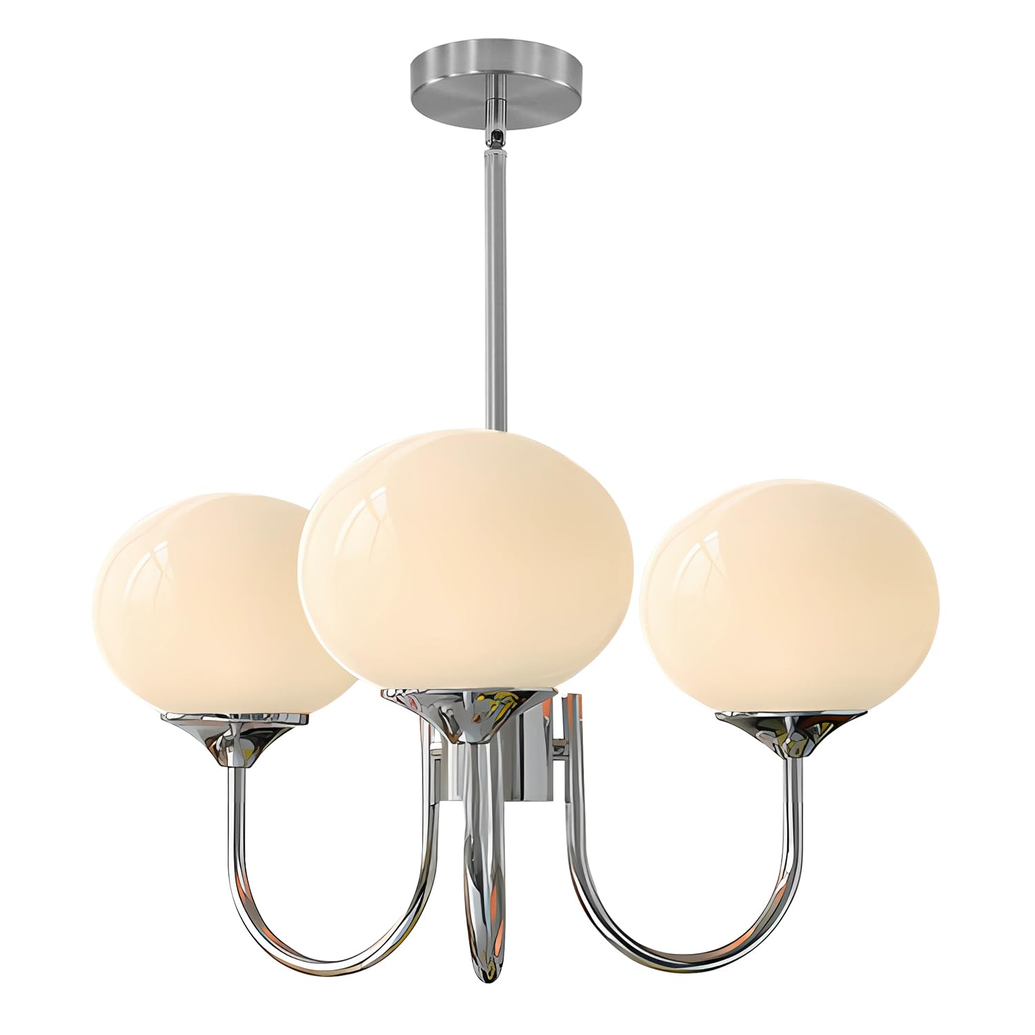 Bokt Modern Sputnik Chandelier 3 Light Glass Globes Silver Chandelier Light Fixture White And Chrome Pendant Lights Vintage Hanging Chandelier For Kitchen Island Dining Room
