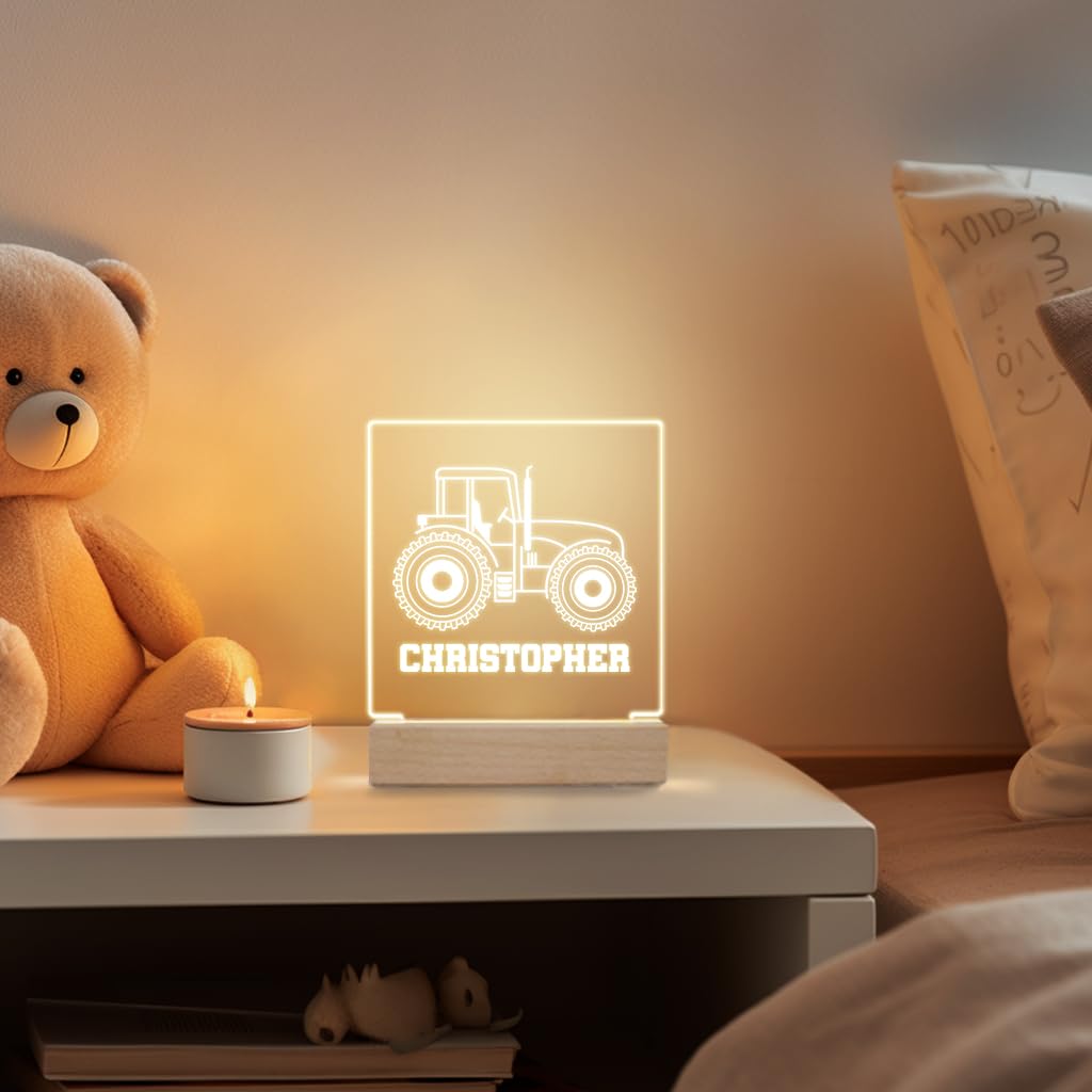 Personalized Night Light For Kids Girls Boys Customized Gifts For Baby Boy Bedroom Decor Tractor