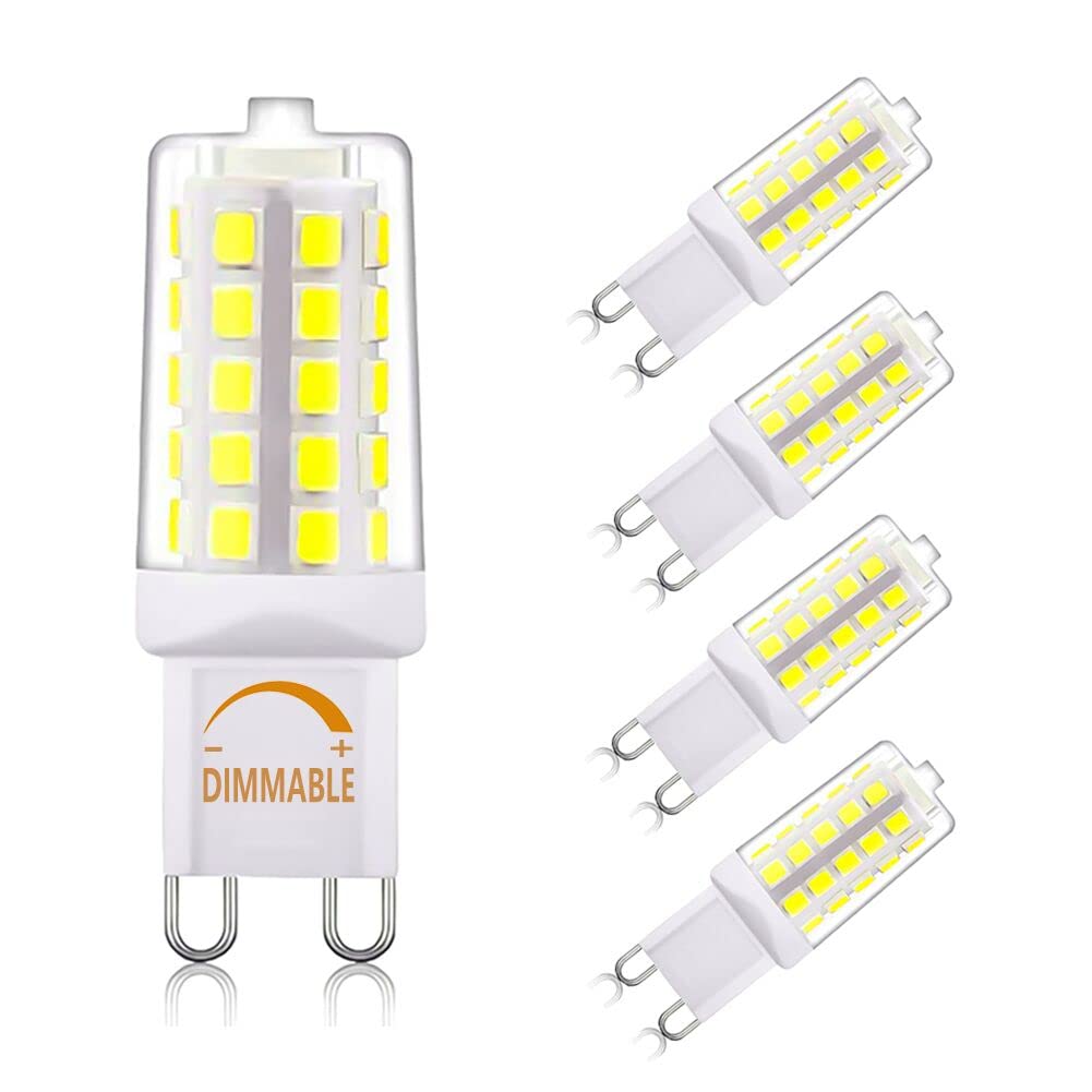 Aiplamp G9 Led Light Bulb Daylight White Dimmable 4W 6000K,Equivalent To 25W 30W 40W Halogen Light, 450Lm 100-120V Ac,No Strobe,