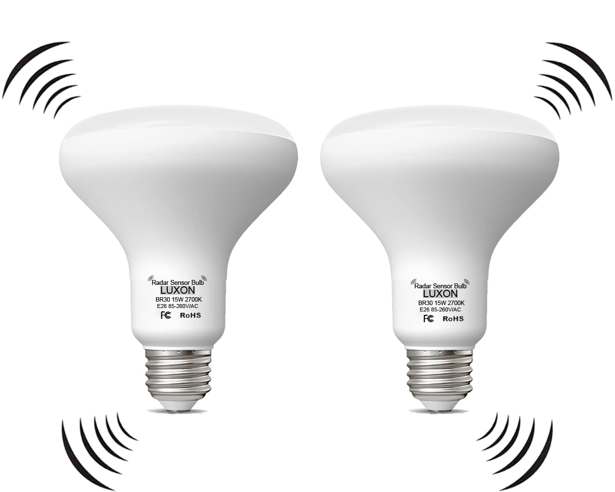 Luxon 15W Br25 Radar Motion Sensor Light Bulbs,Dusk To Dawn Led Light Bulb Outdoor (100W Equ.),Indoor Outdoor Auto On/Off E26 Ba
