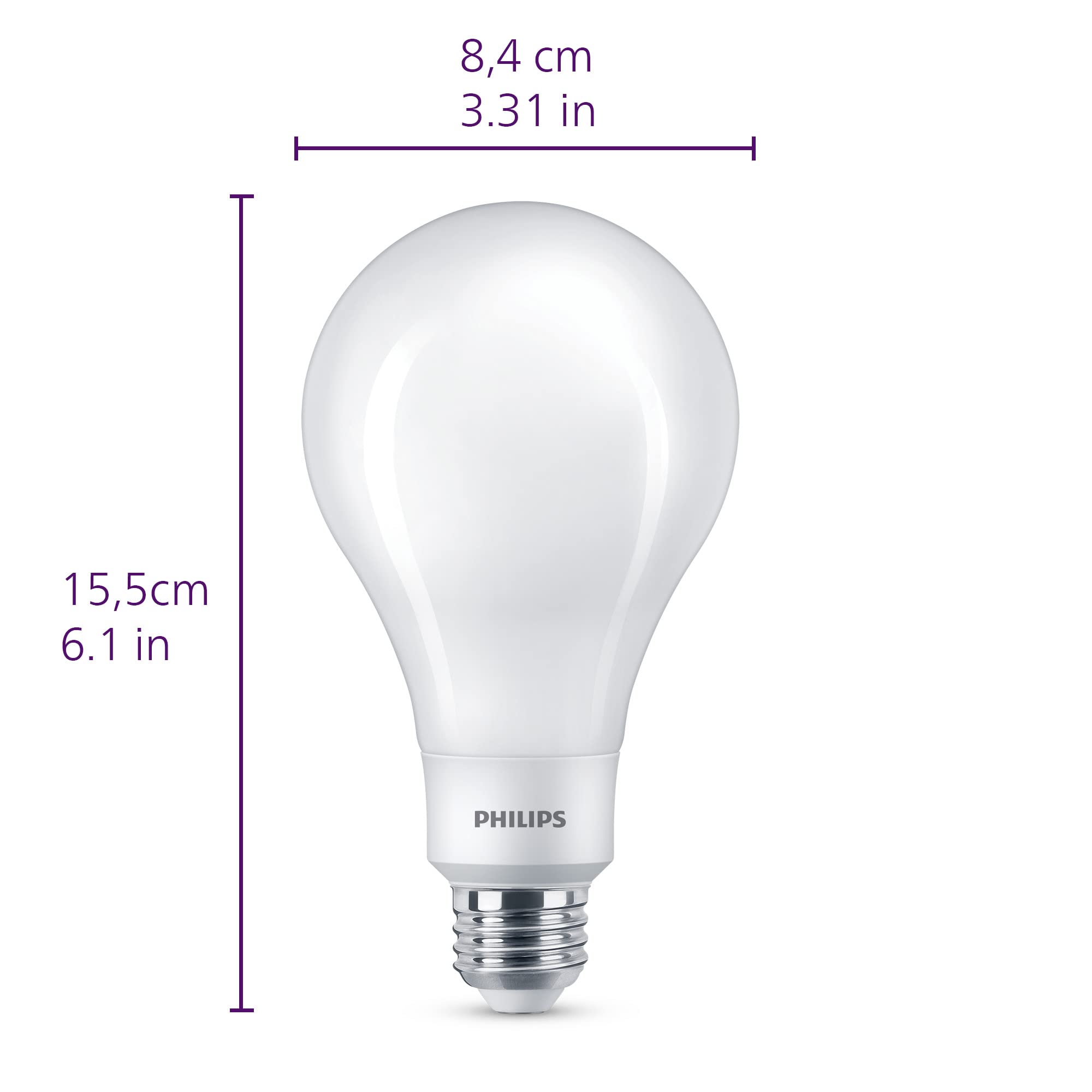 Philips LED A23 Bulb, Non-Dimmable, 4000-3000-1600 Lumen, Soft White (2700K), E26 Base, 1-Pack, Model