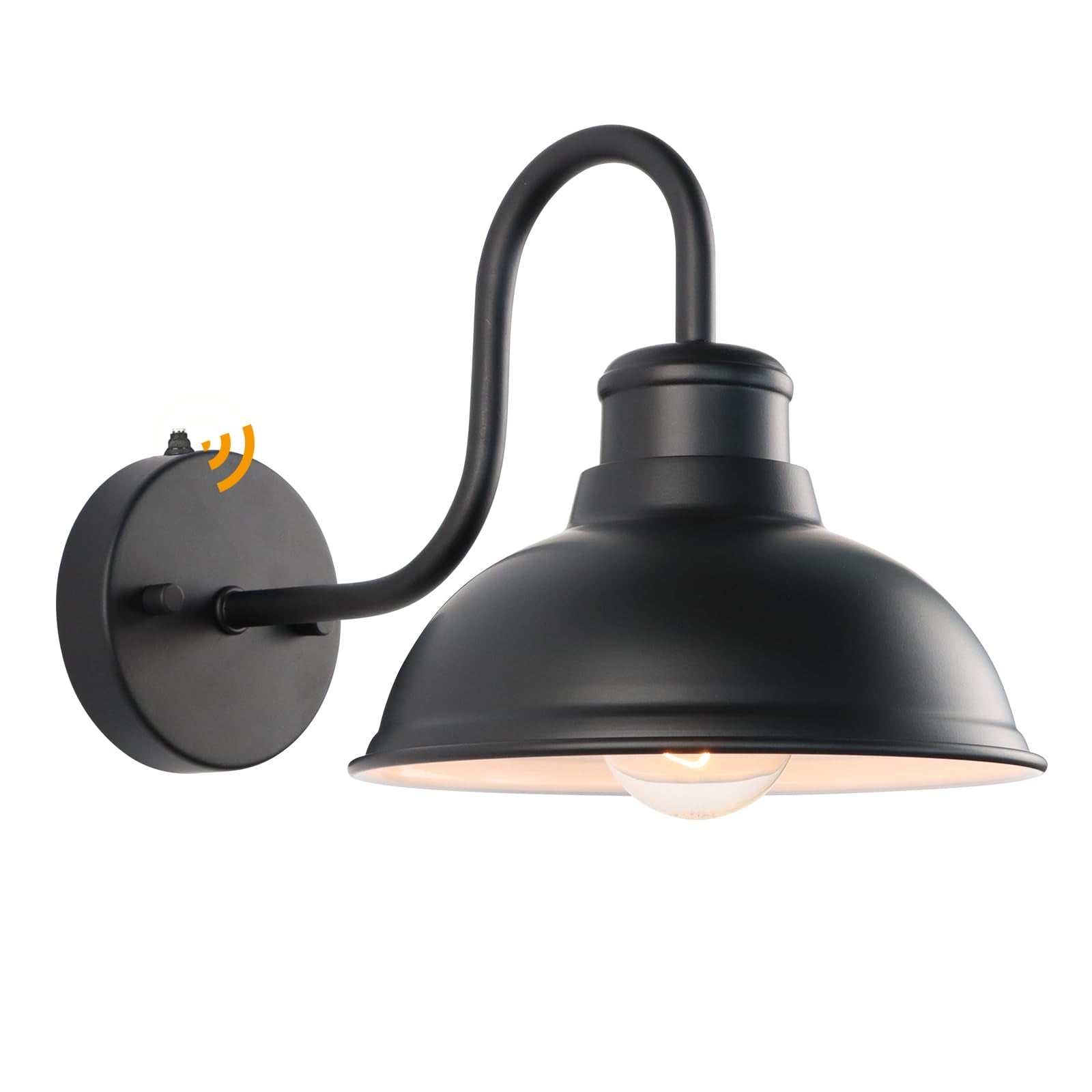 LPRZSG Dusk to Dawn Outdoor Wall Sconces, Exterior Farmhouse Gooseneck Barn Light, Vintage Matte Black Outside Wall Mount Light 