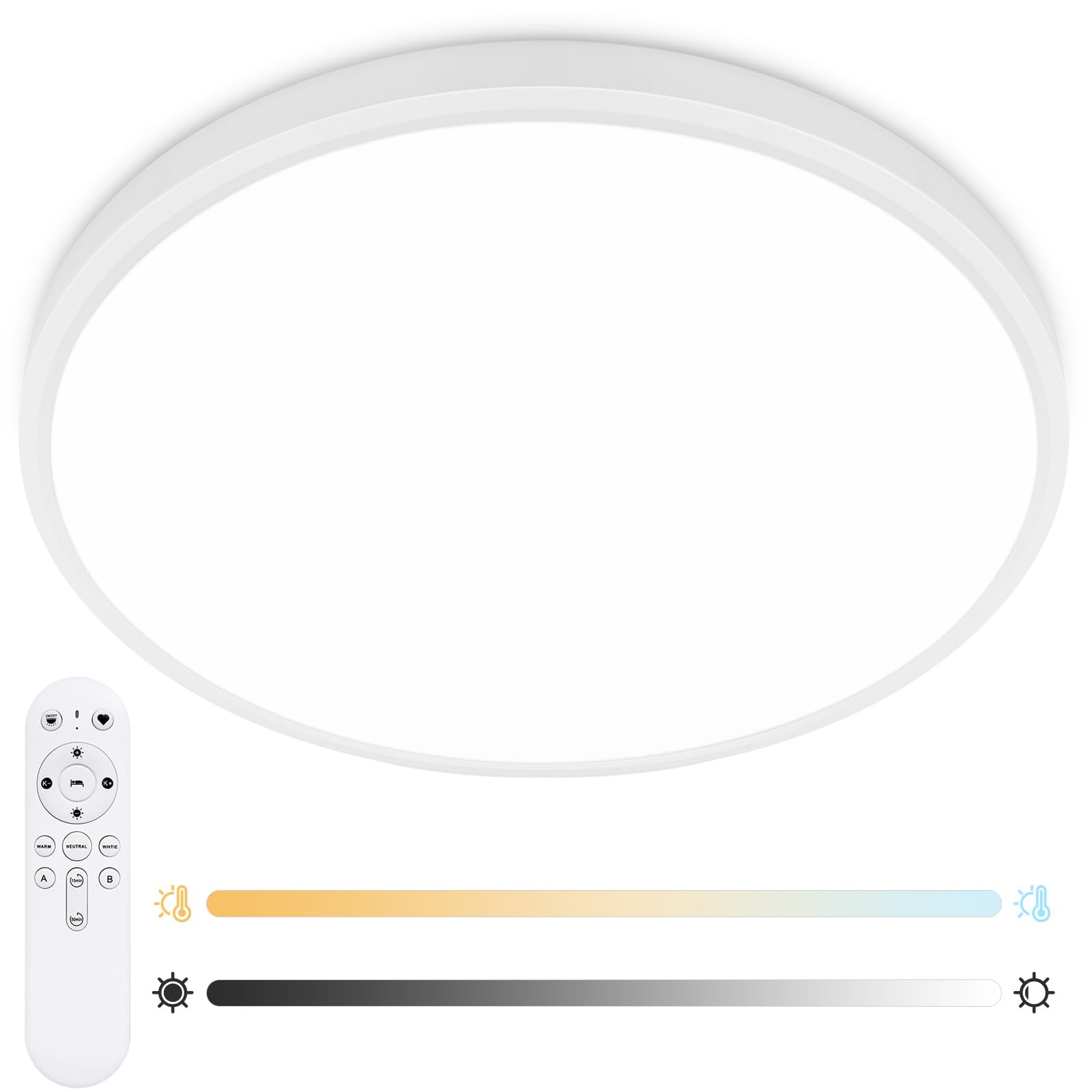 Hovenla 24 Inch Flush Mount Ceiling Light Fixture - 56W Dimmable Led Ceiling Light With Remote, 5600Lm, 3000K/4500K/6000K Adjust