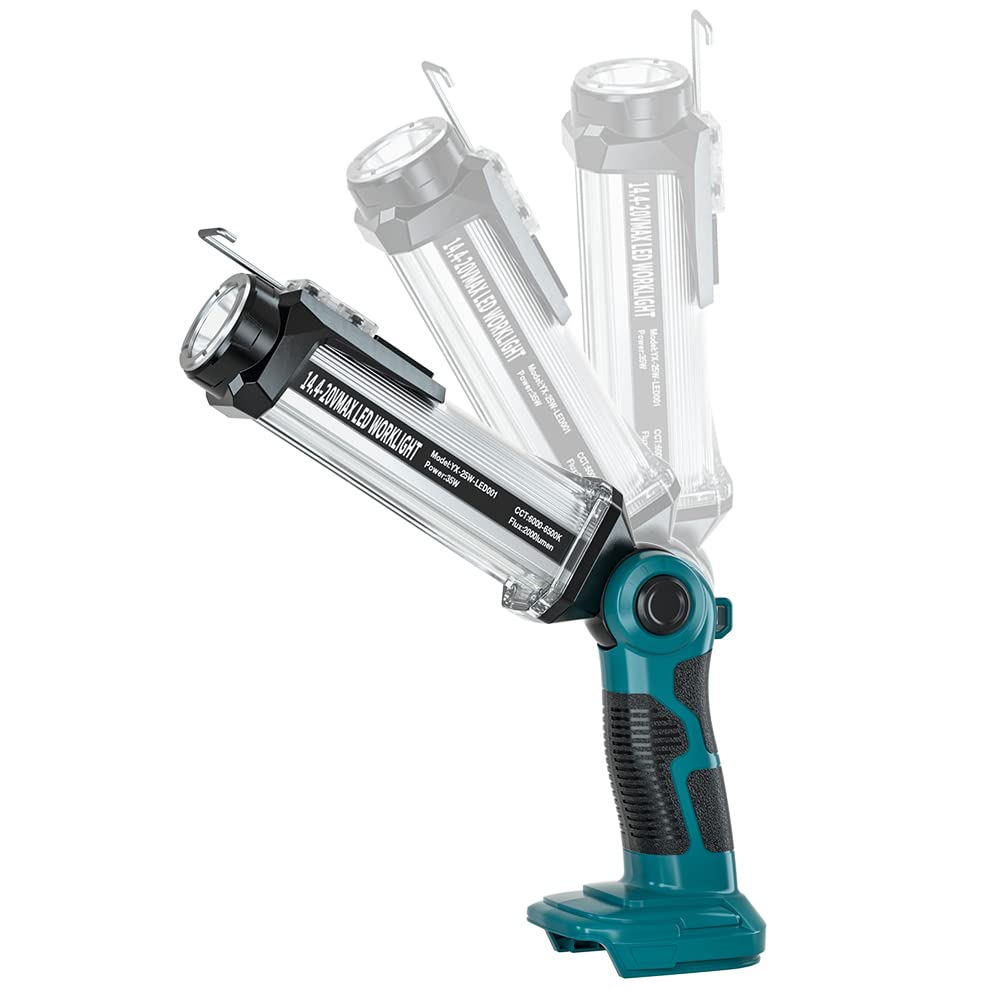 YEX-BUR Cordless LED Lantern Torch for Makita 18V Battery, 35W 2000LM Handheld Flashlight Portable Floodlight Spotlight with 3 M