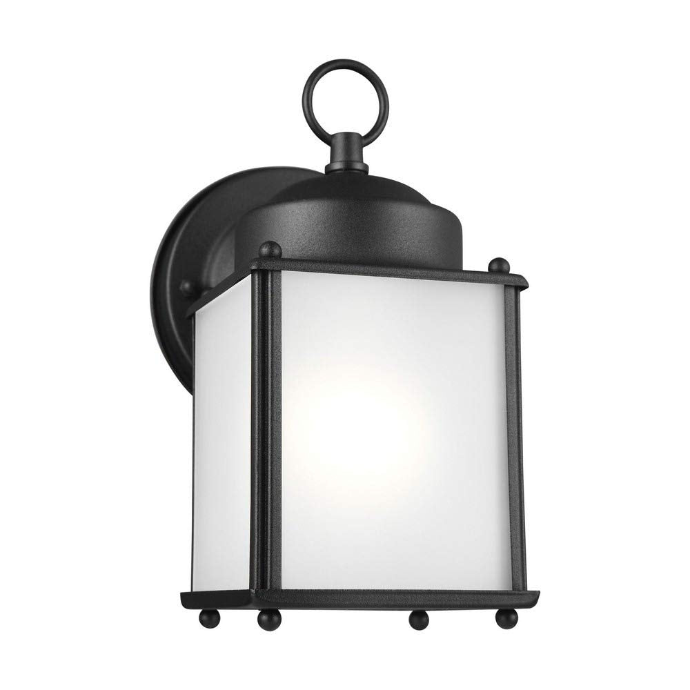 Sea Gull Lighting Outdoor Wall Lantern, One Light, Aluminum, Black Finish, Model 8592001-12