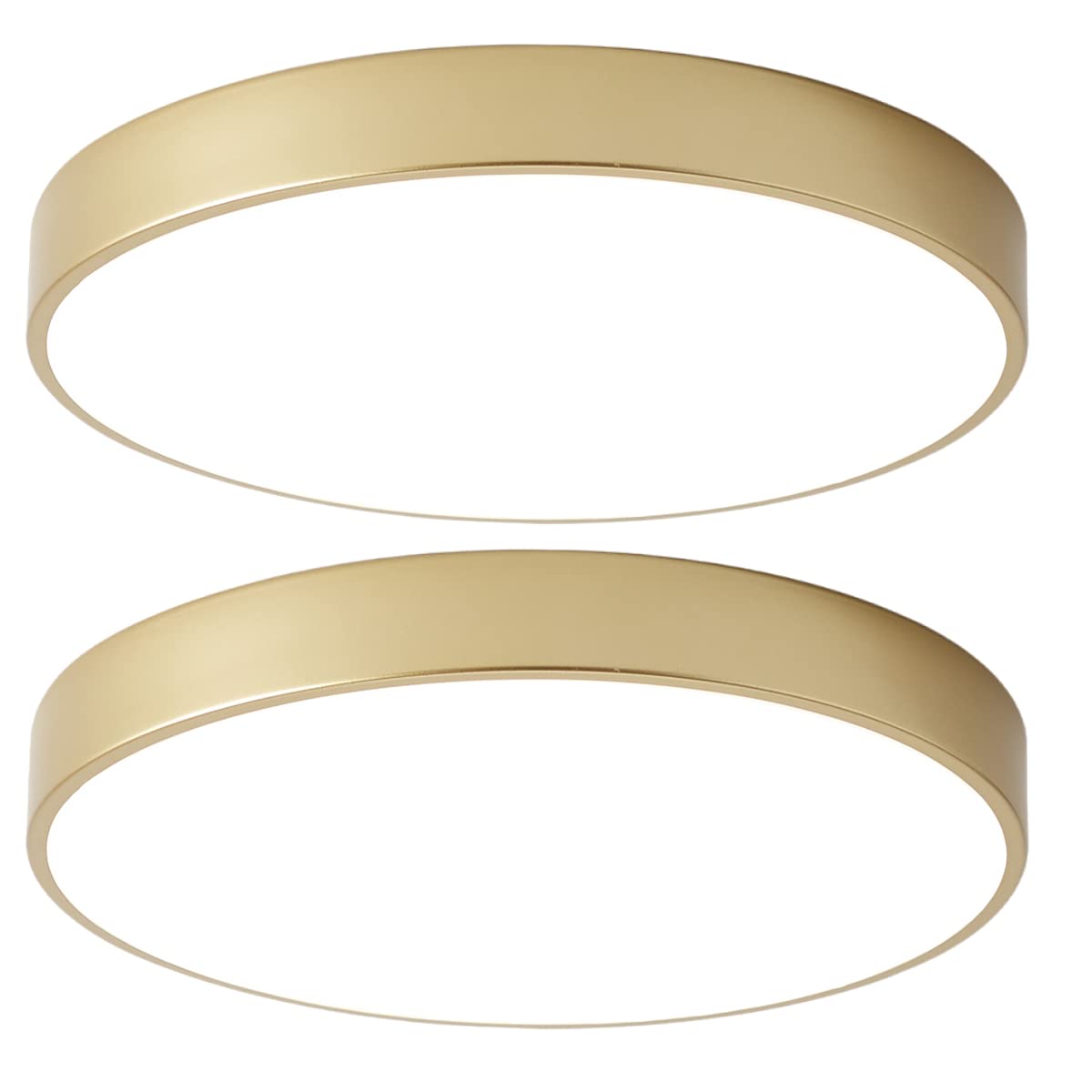Wheatronic Gold Flush Mount Ceiling Light Fixture Led,24W Bedroom Light Fixture Ceiling Mount Dimmable Set Of 2,12 Inch Close To Ceiling Light Fixture 5Cct For Kitchen, Bathroom, Living Room